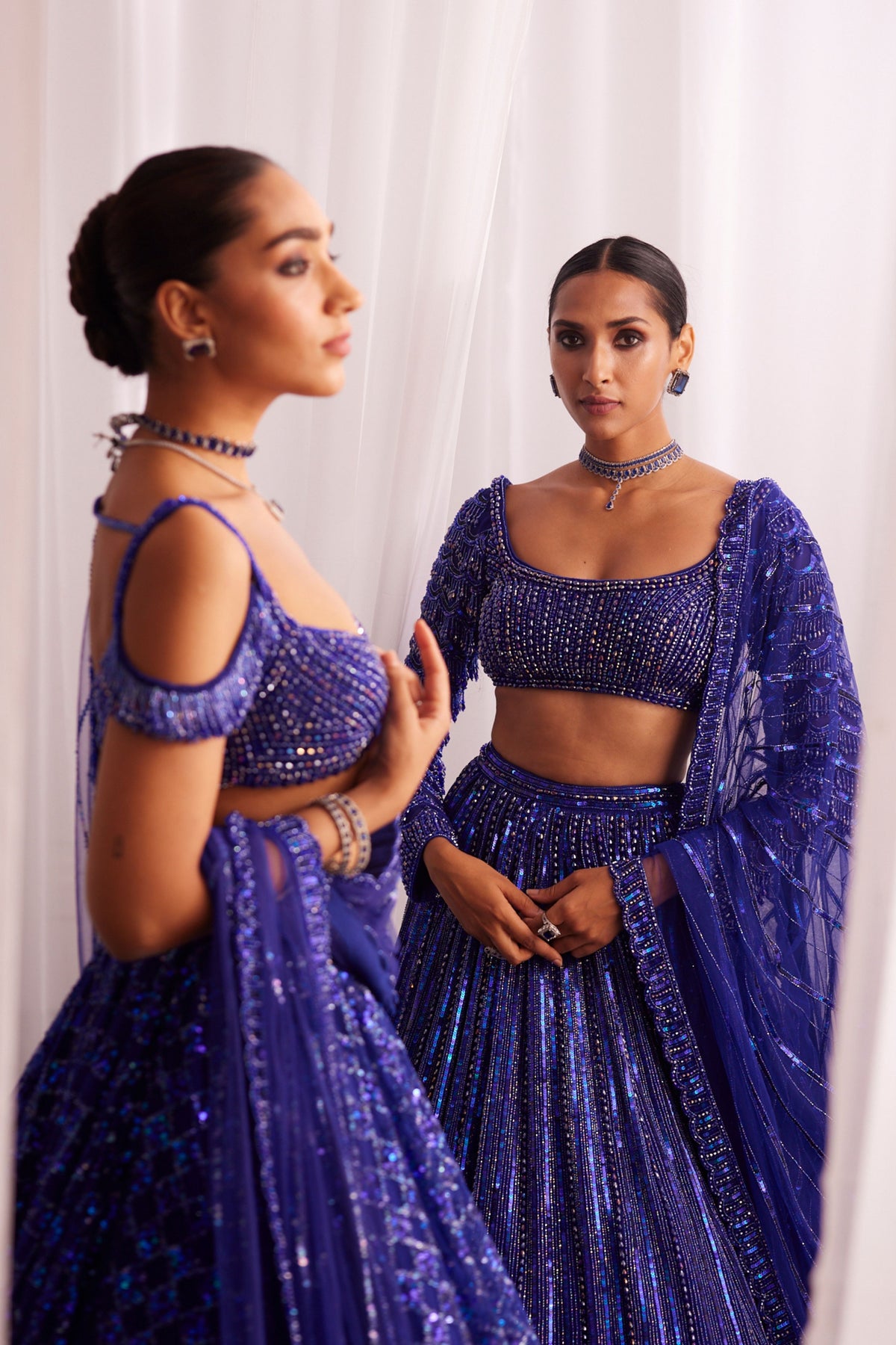 Cocktail Blue Tulle Lehenga Set