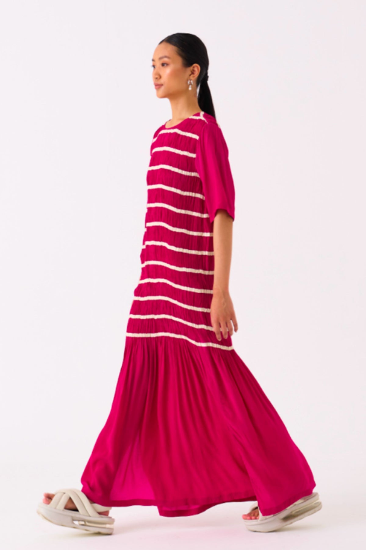 Shirring Fushia Dress