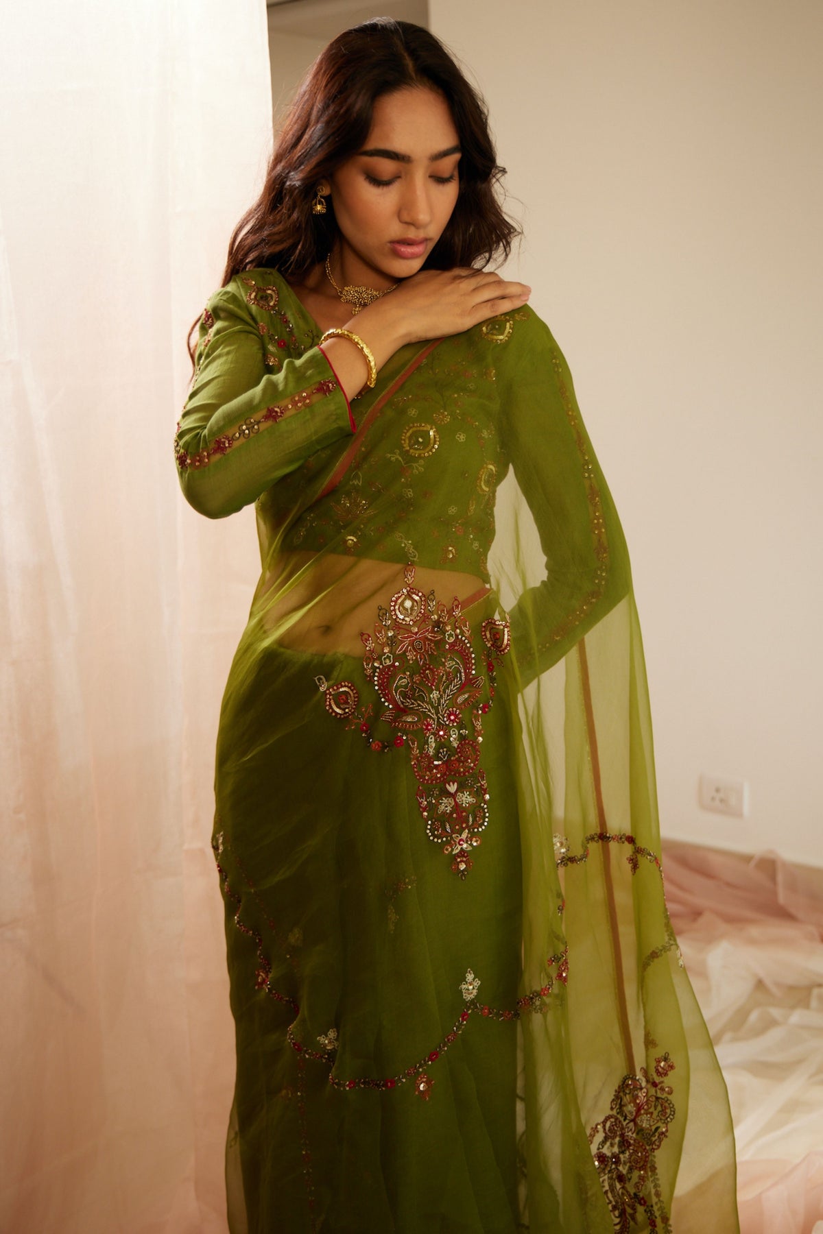 Green Dhuleti Saree