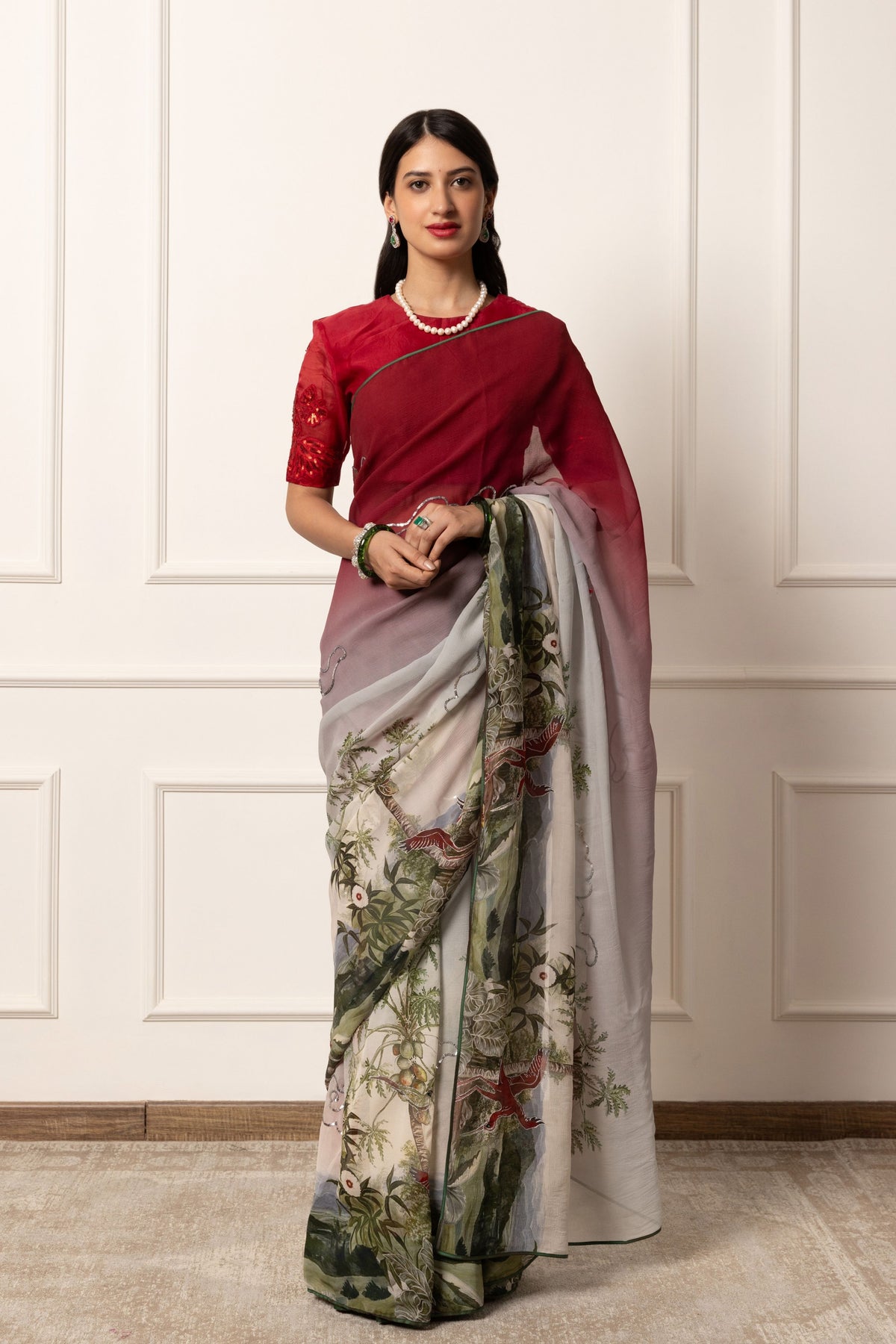 Amelie Printed French Chiffon Saree