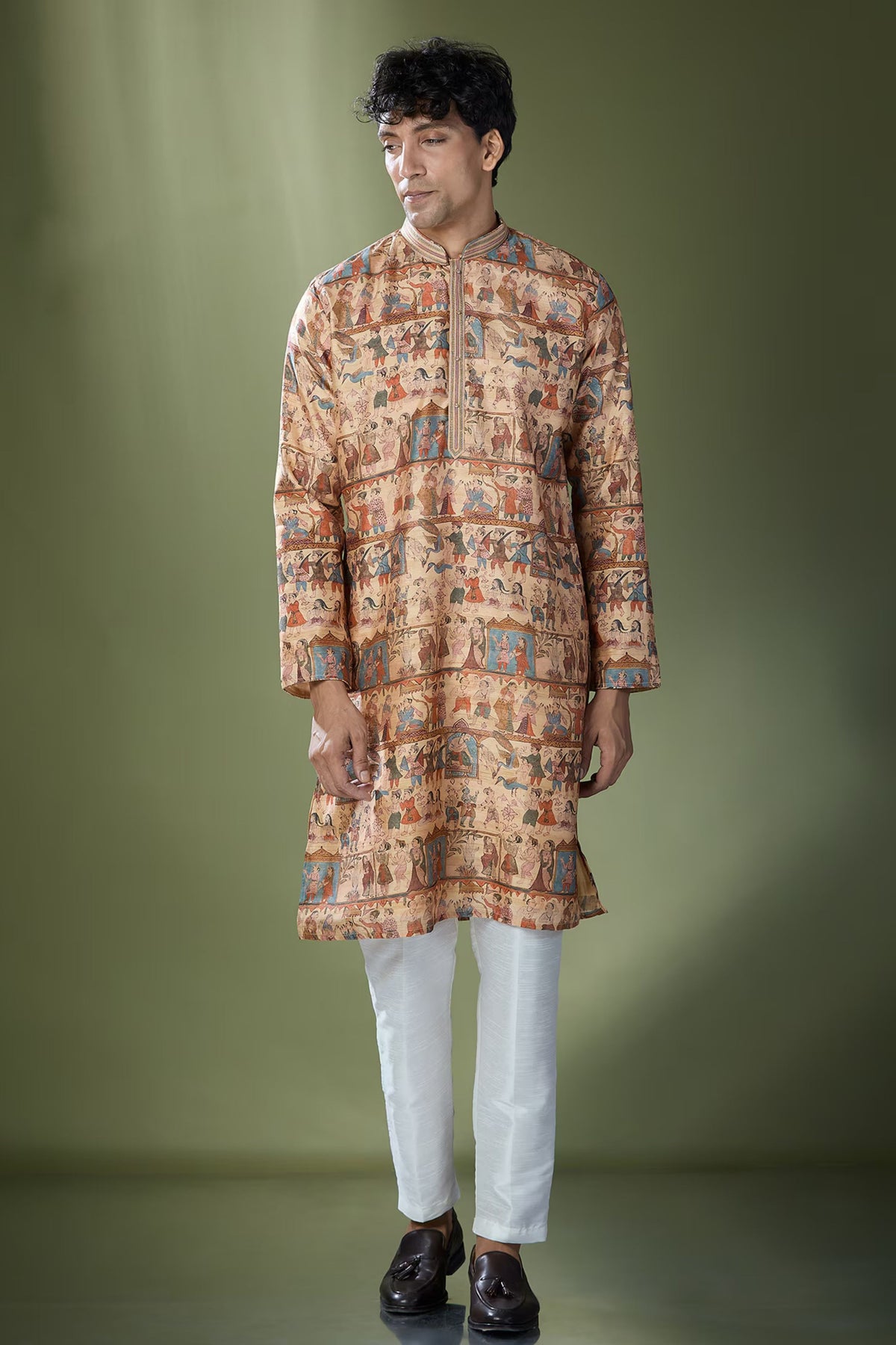 Multi Beige Printed Kurta Set