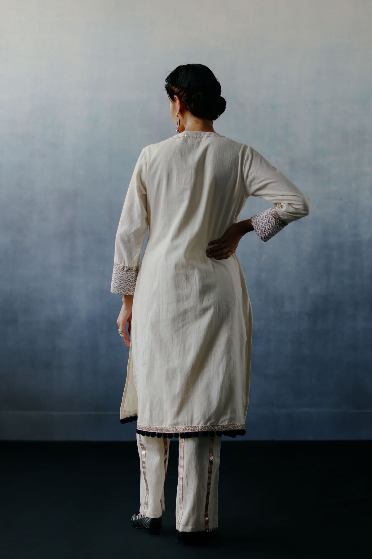 Neel White Panel Kurta Set