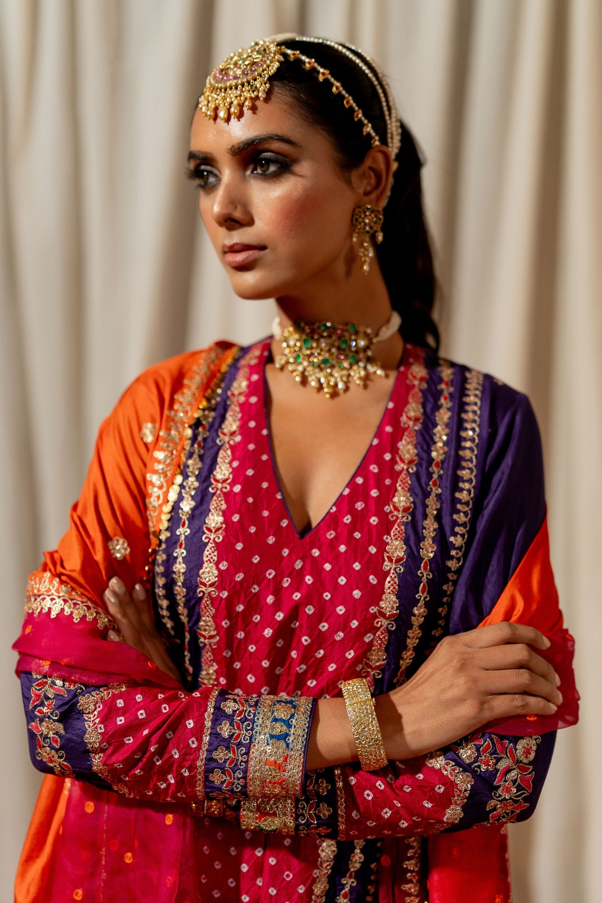 Neelmani Orange Pink Dupatta