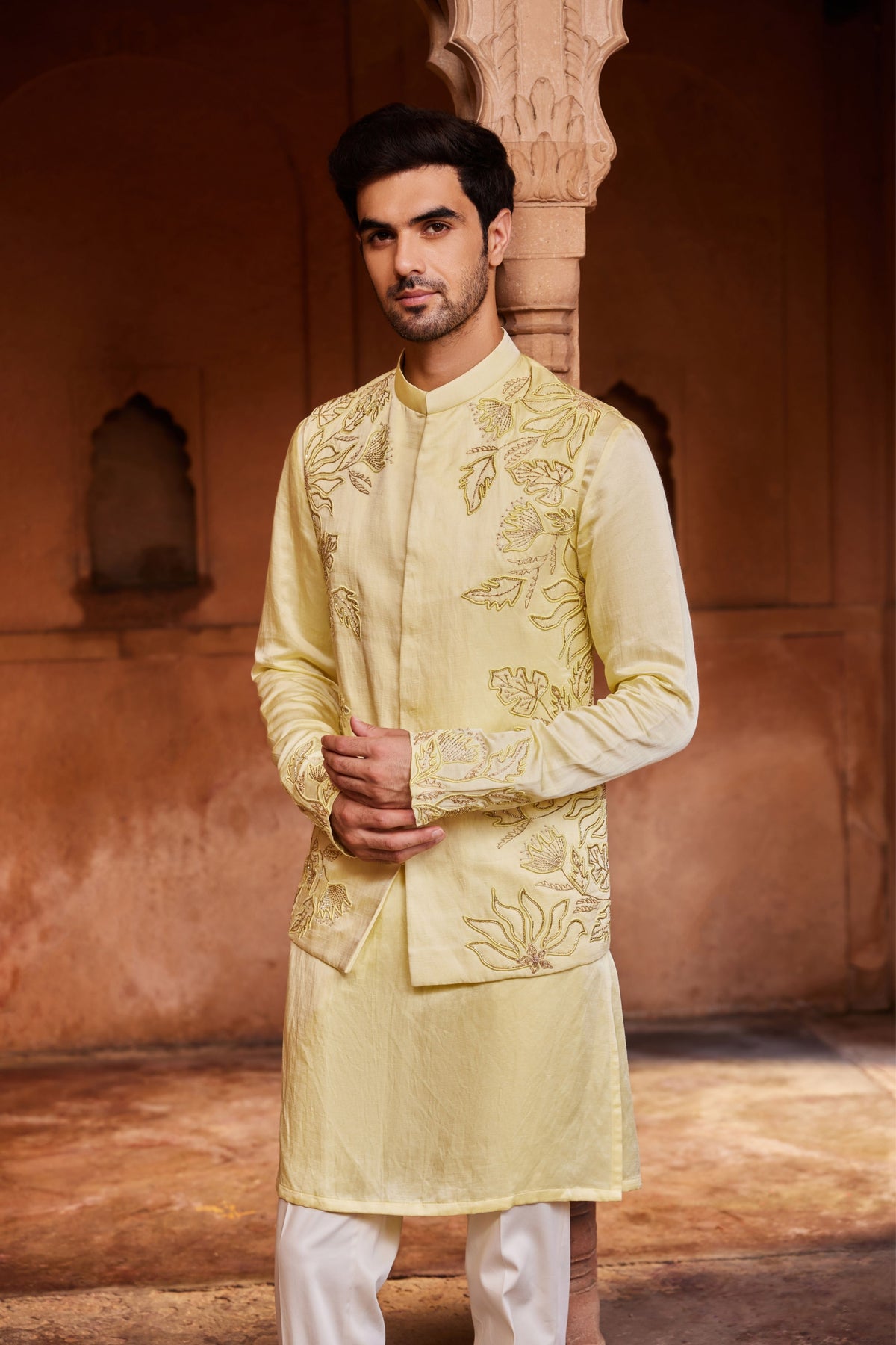 Rooh Silk Nehru Jacket Set