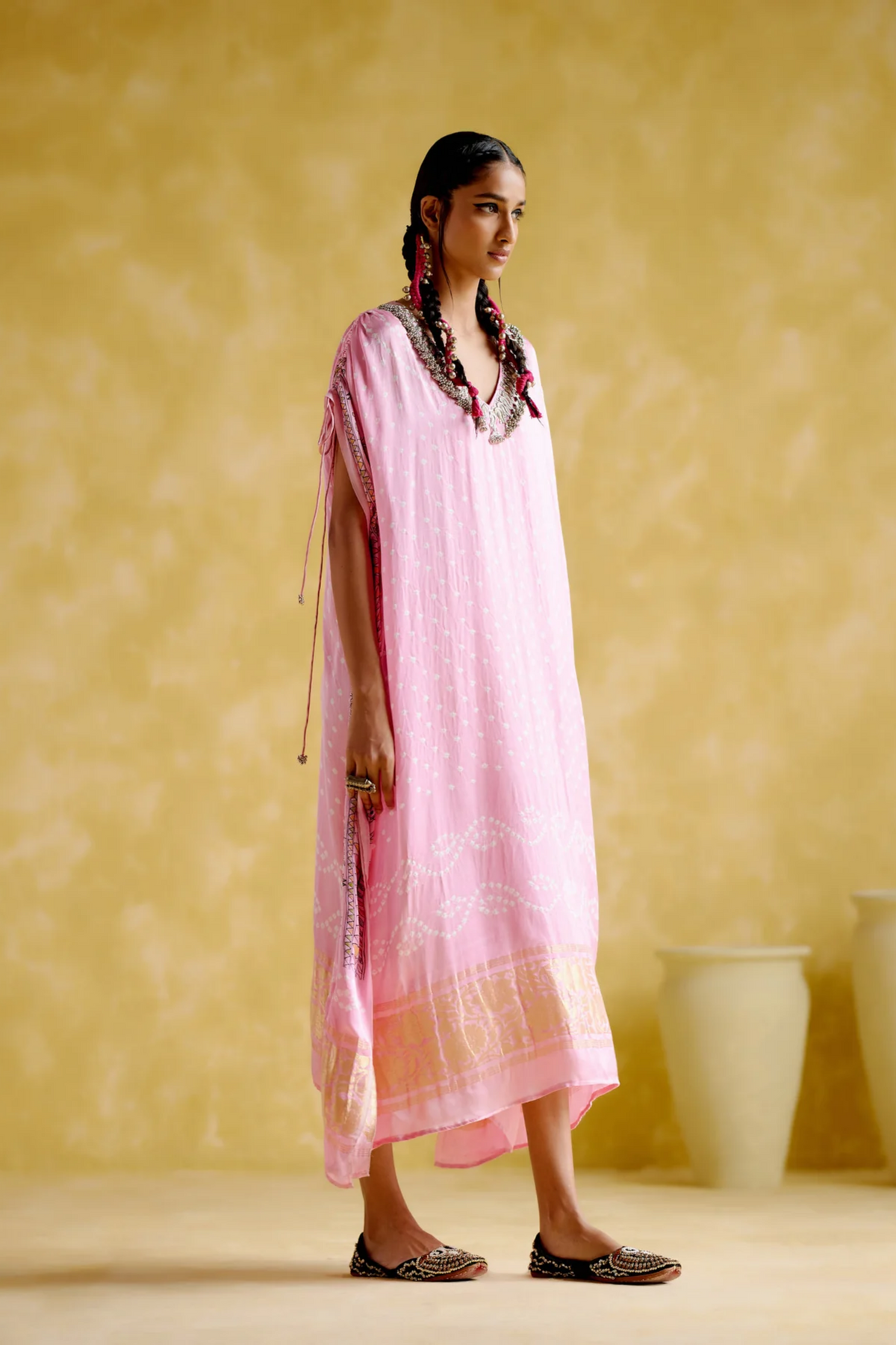 Anuradha Kalamkari Pink Kaftan