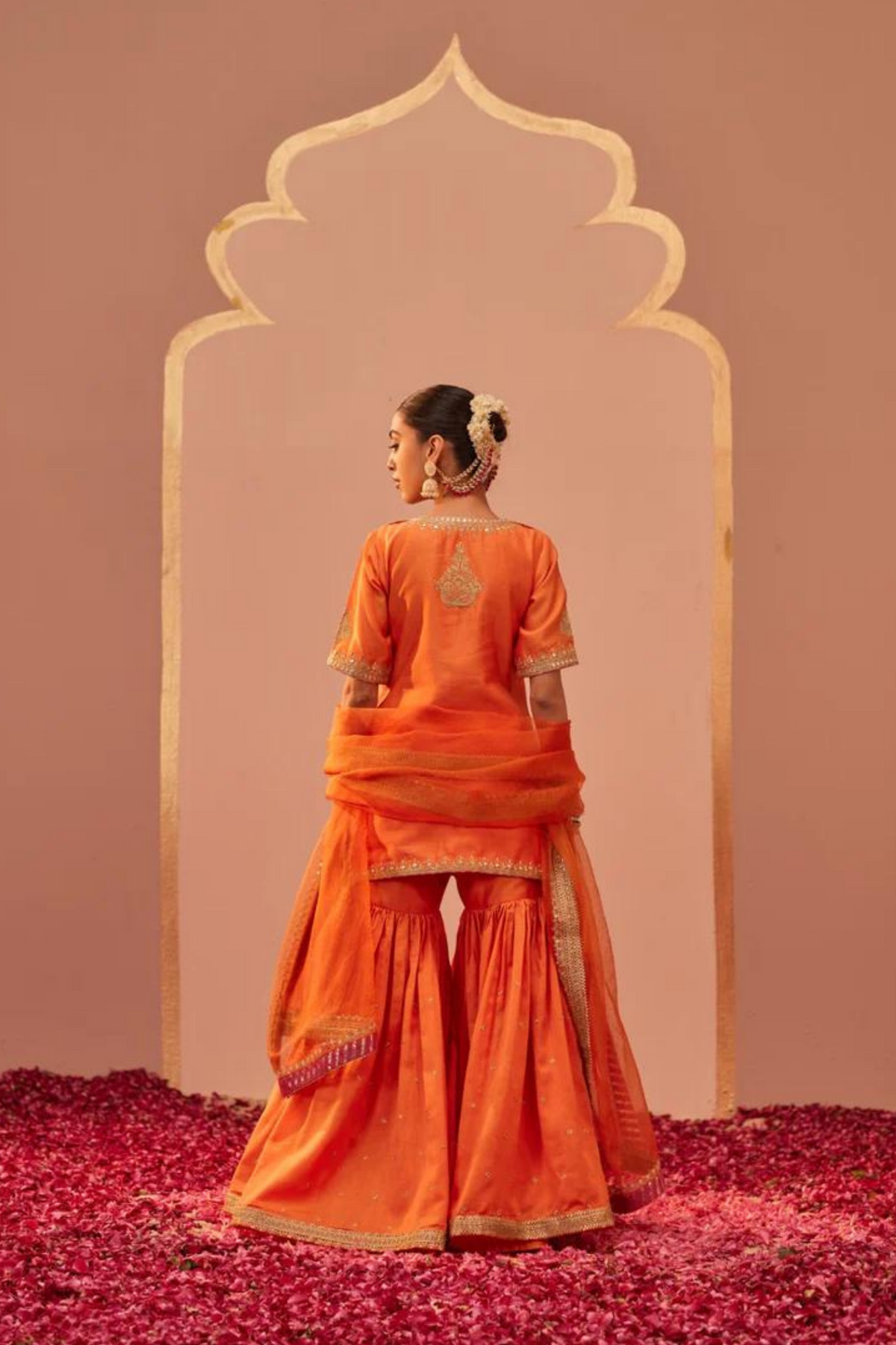 Suhair Orange Sharara Set