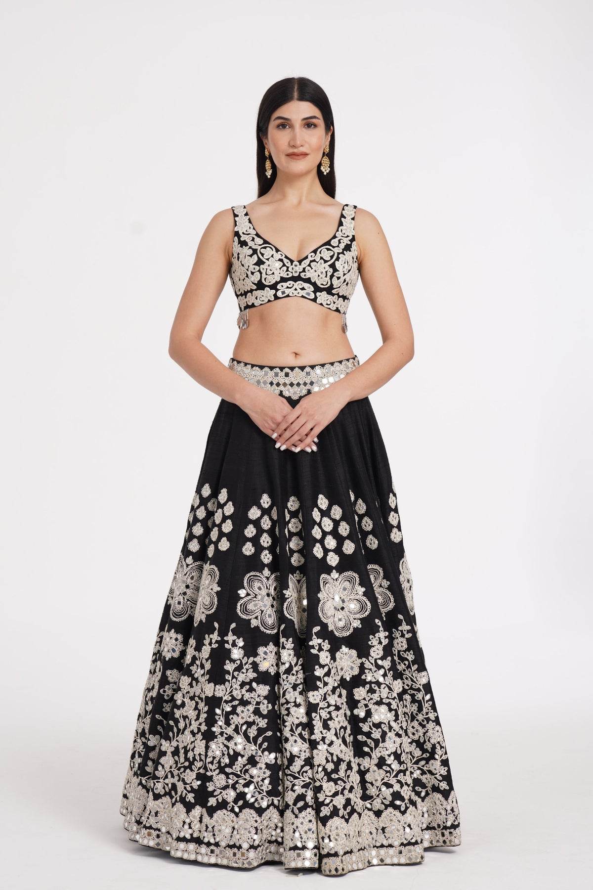 Jet Black Embellished Lehenga Set