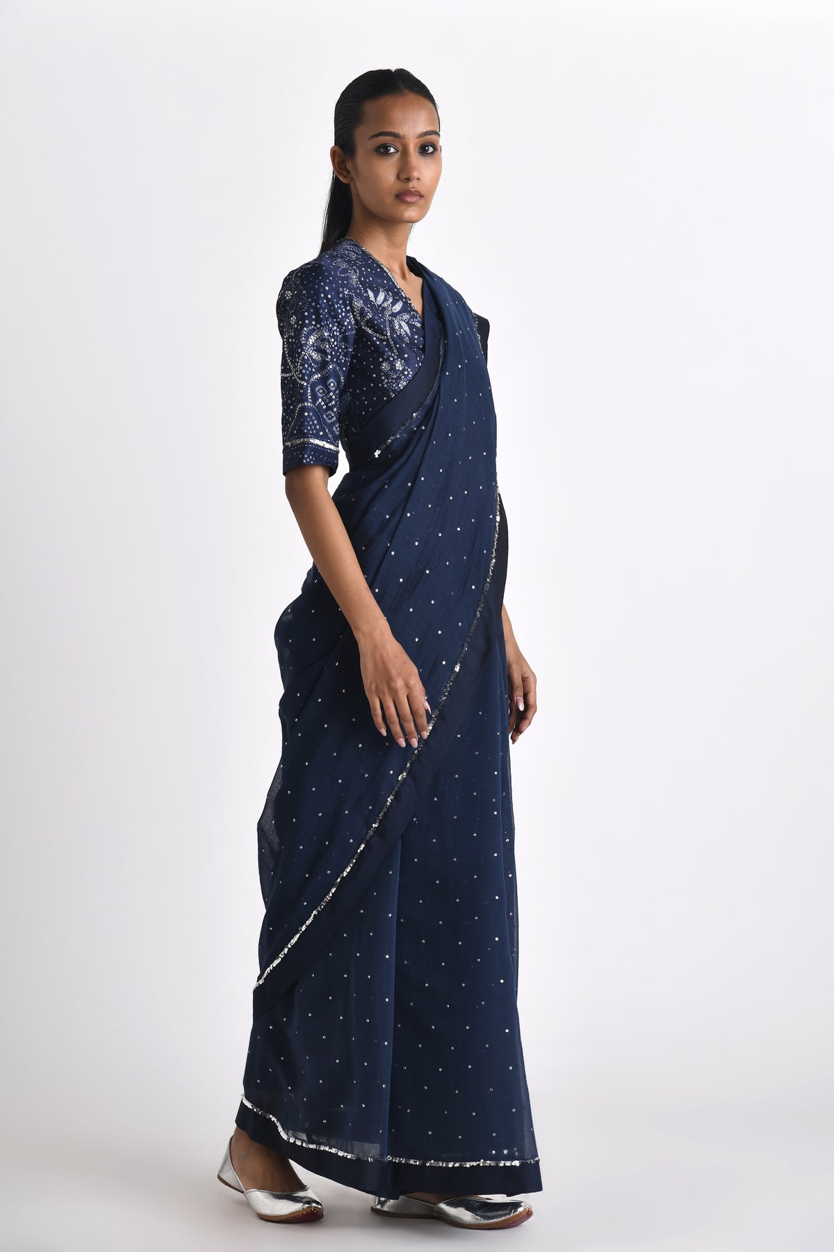 Navy Kianna Sequin Saree