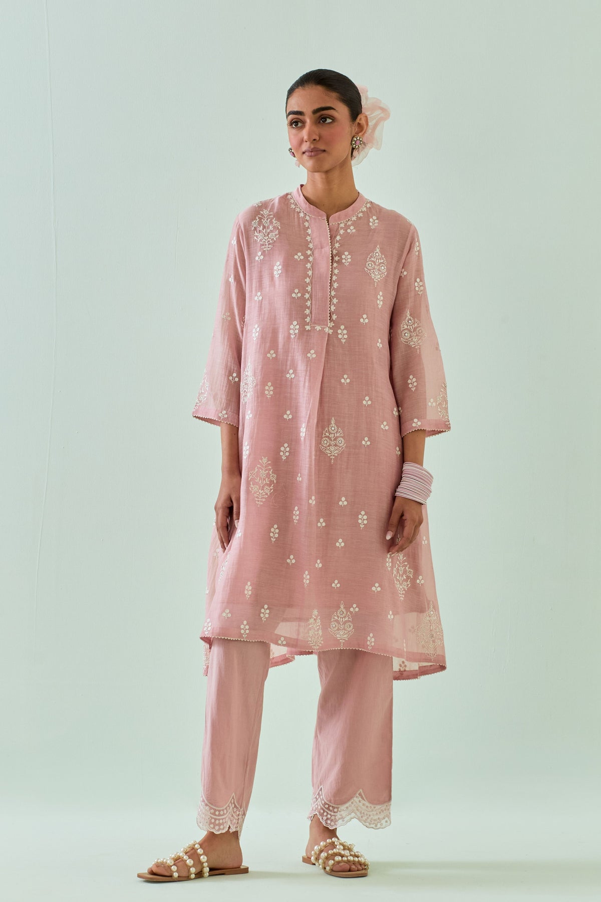 Pink Dori Embroidery Kurta Set