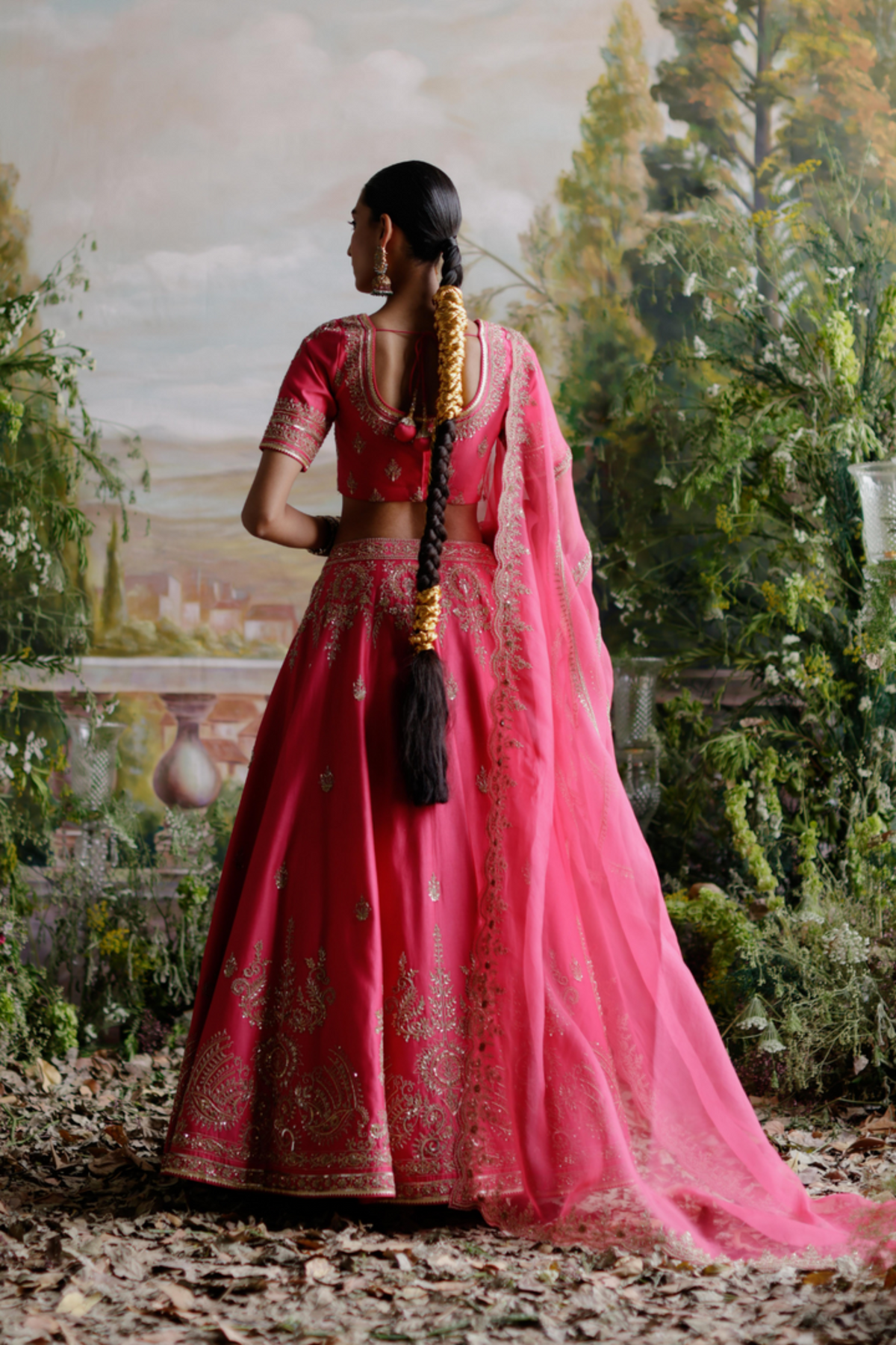 Pink Chanderi Lehenga Set