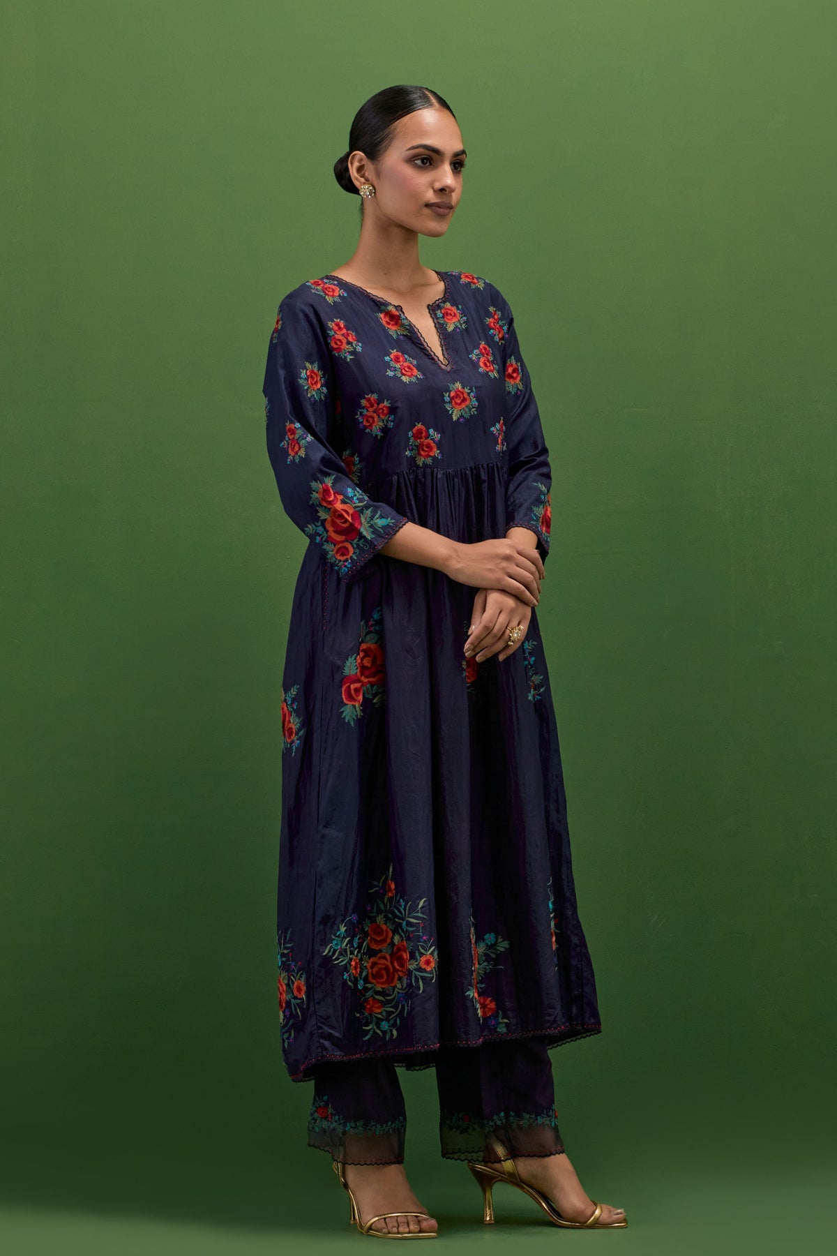 Midnight Blue Floral Kurta Set