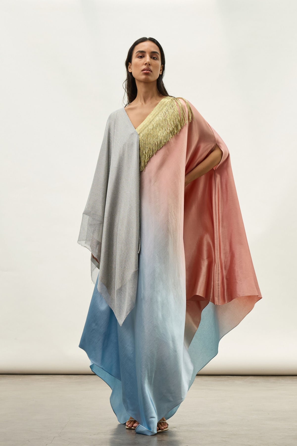 Metallic Mesh Asymmetric Kaftan