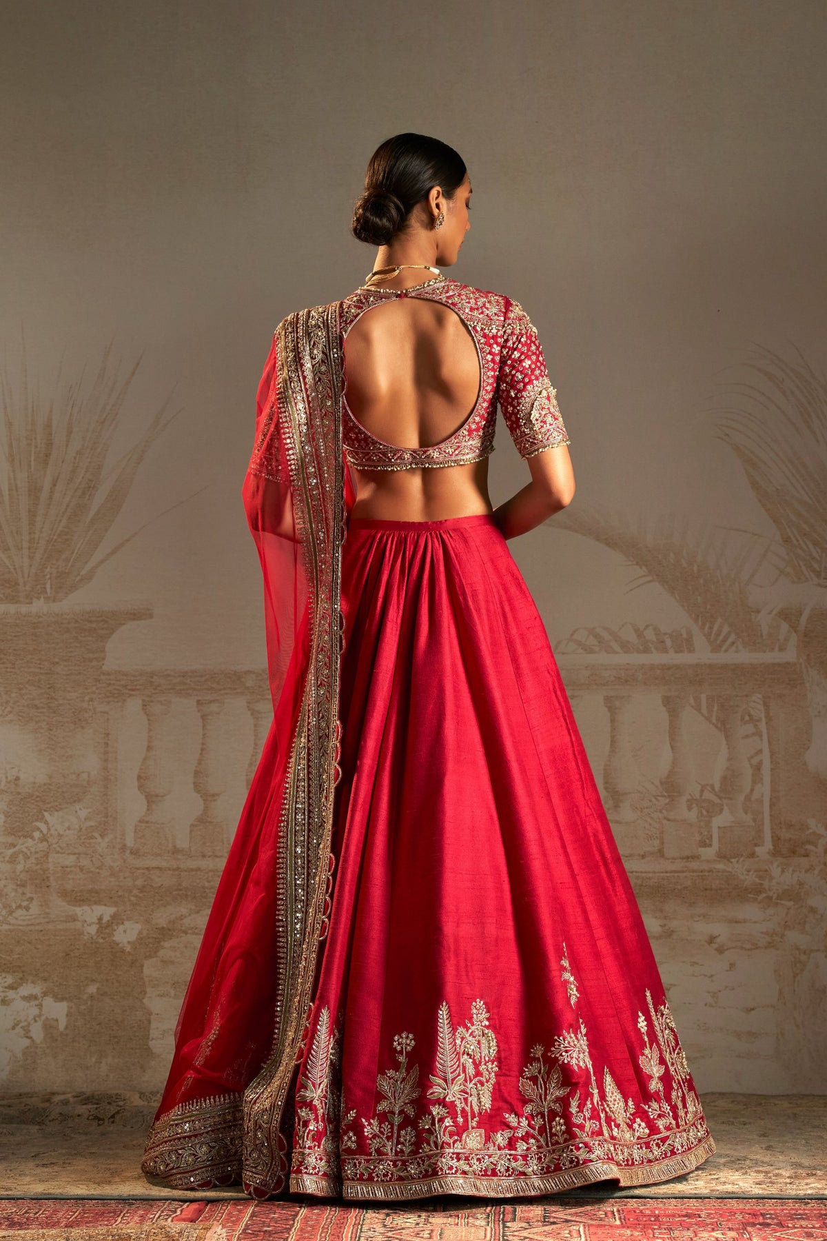 Moga Deep Red Lehenga Set