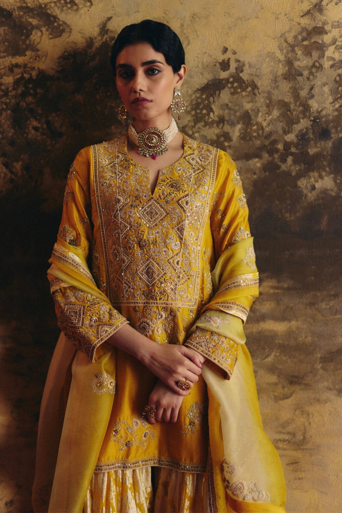 Mustard Sharara Set