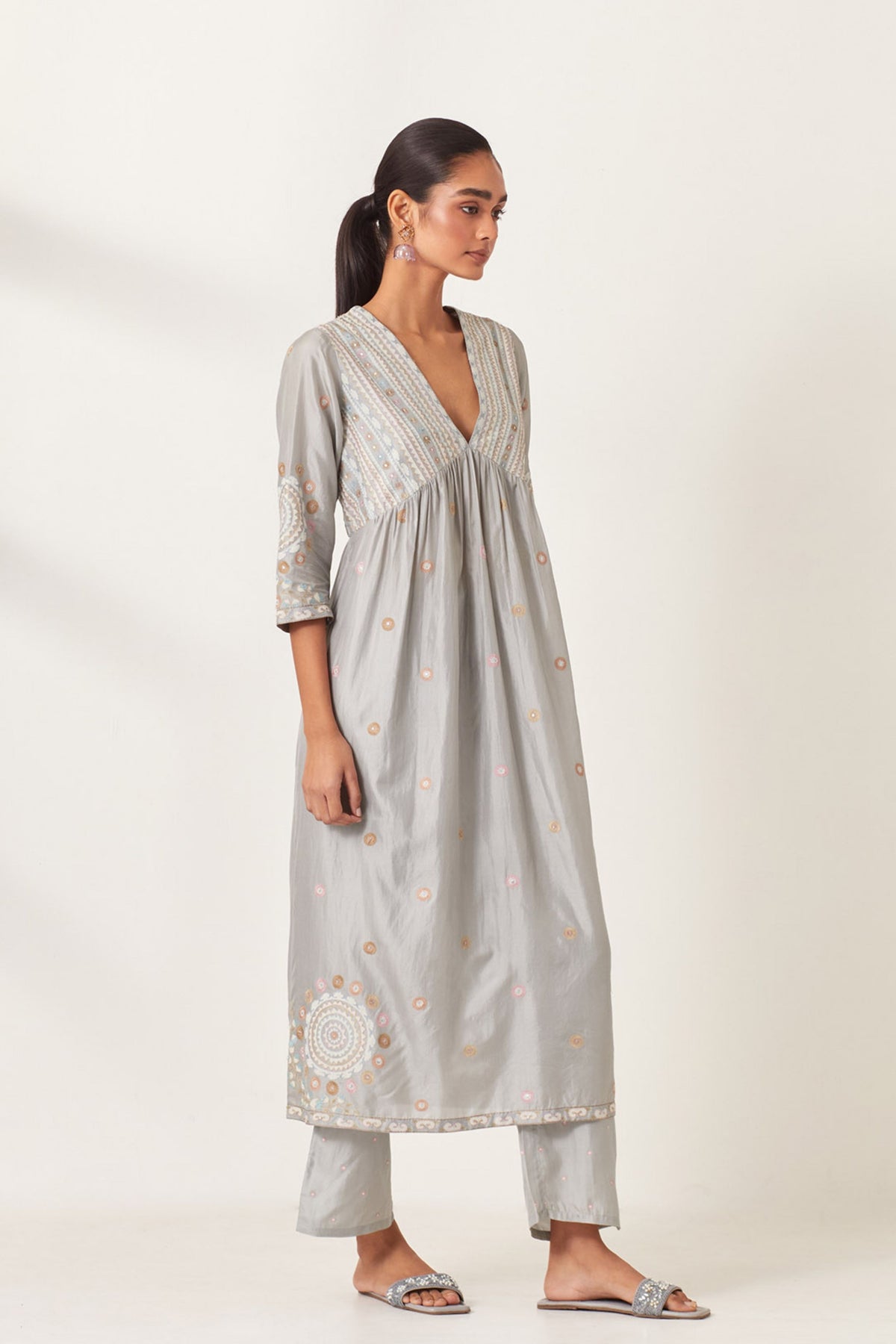 Blue Silk Kurta Dress Set