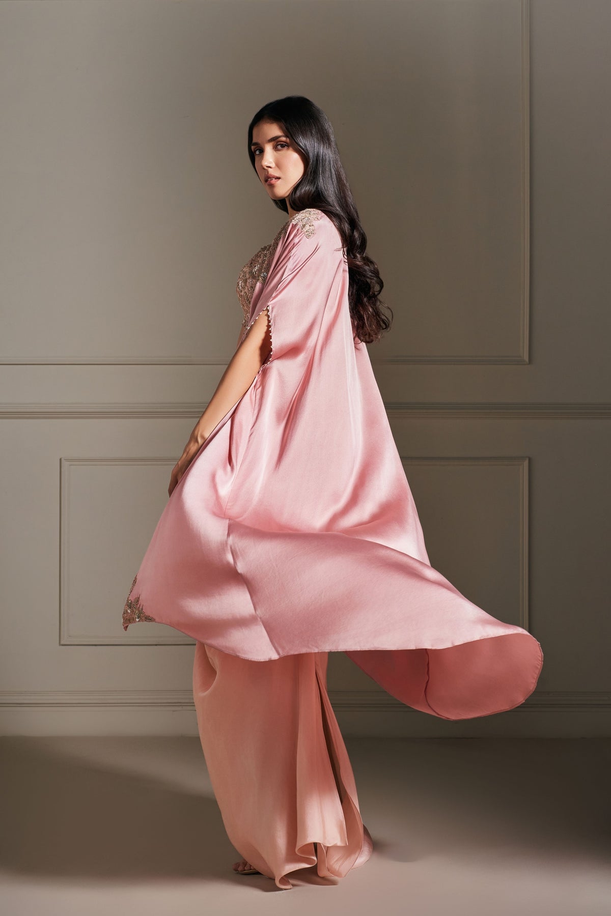 Chic Majesty Embellished Pink Cape