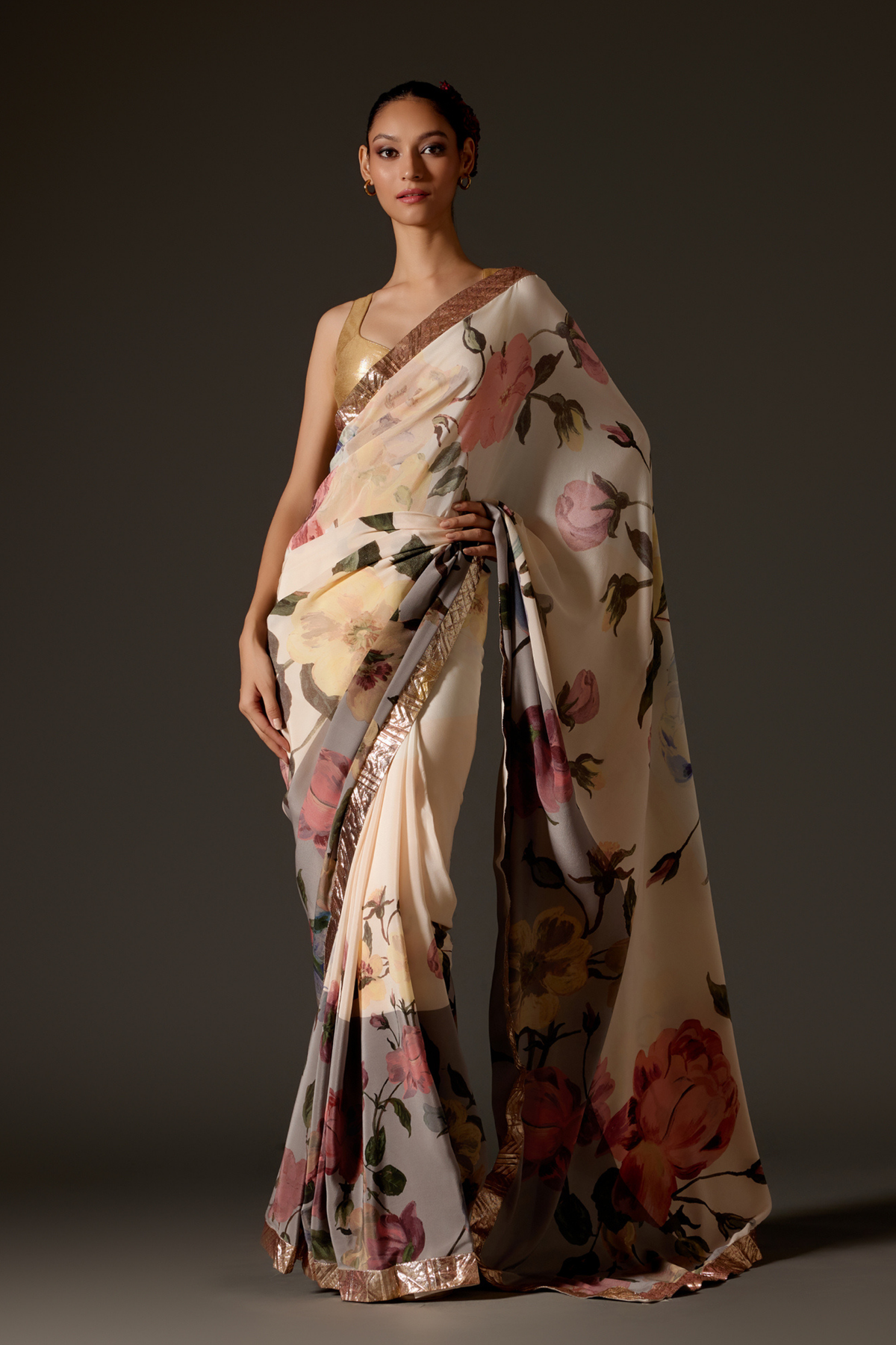 Ivory Saree With Digital Print