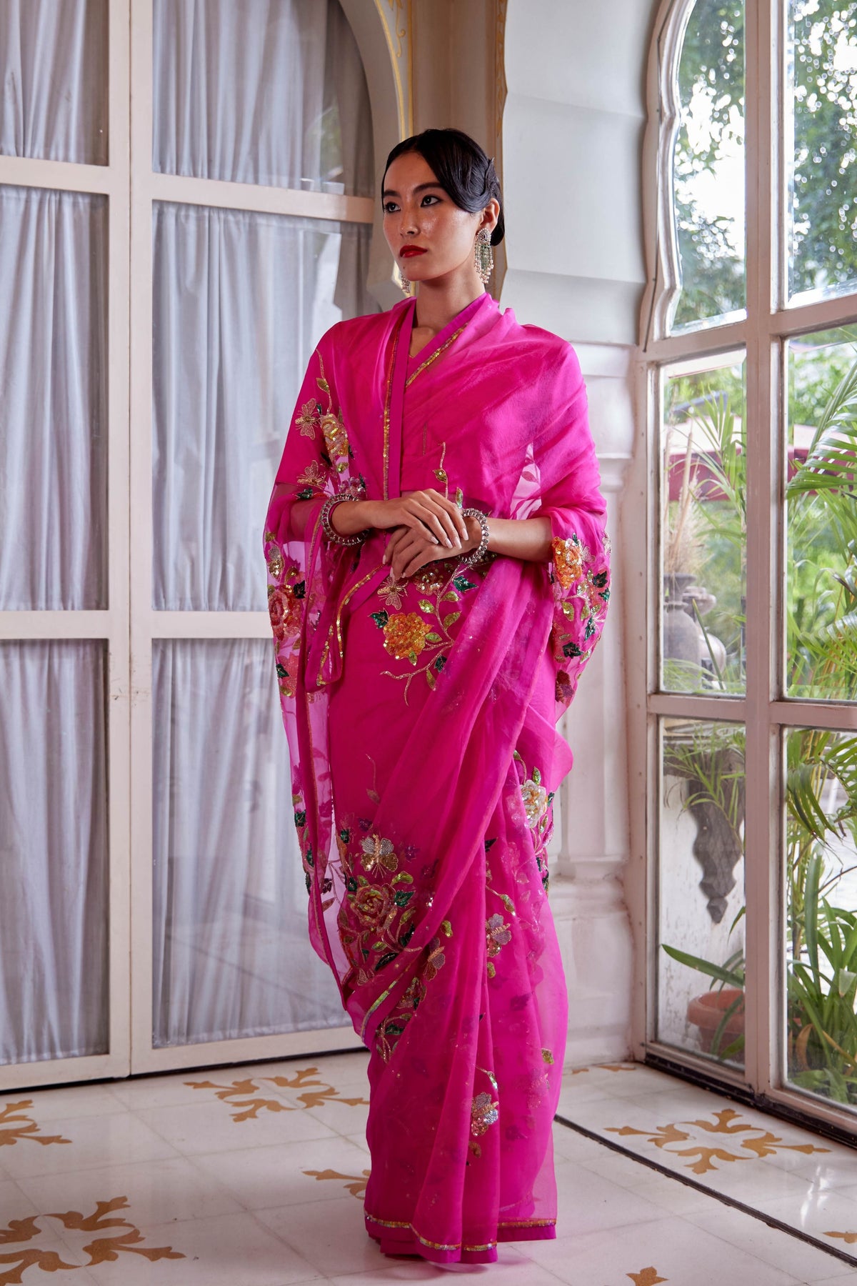 Raziya Hot Pink Saree