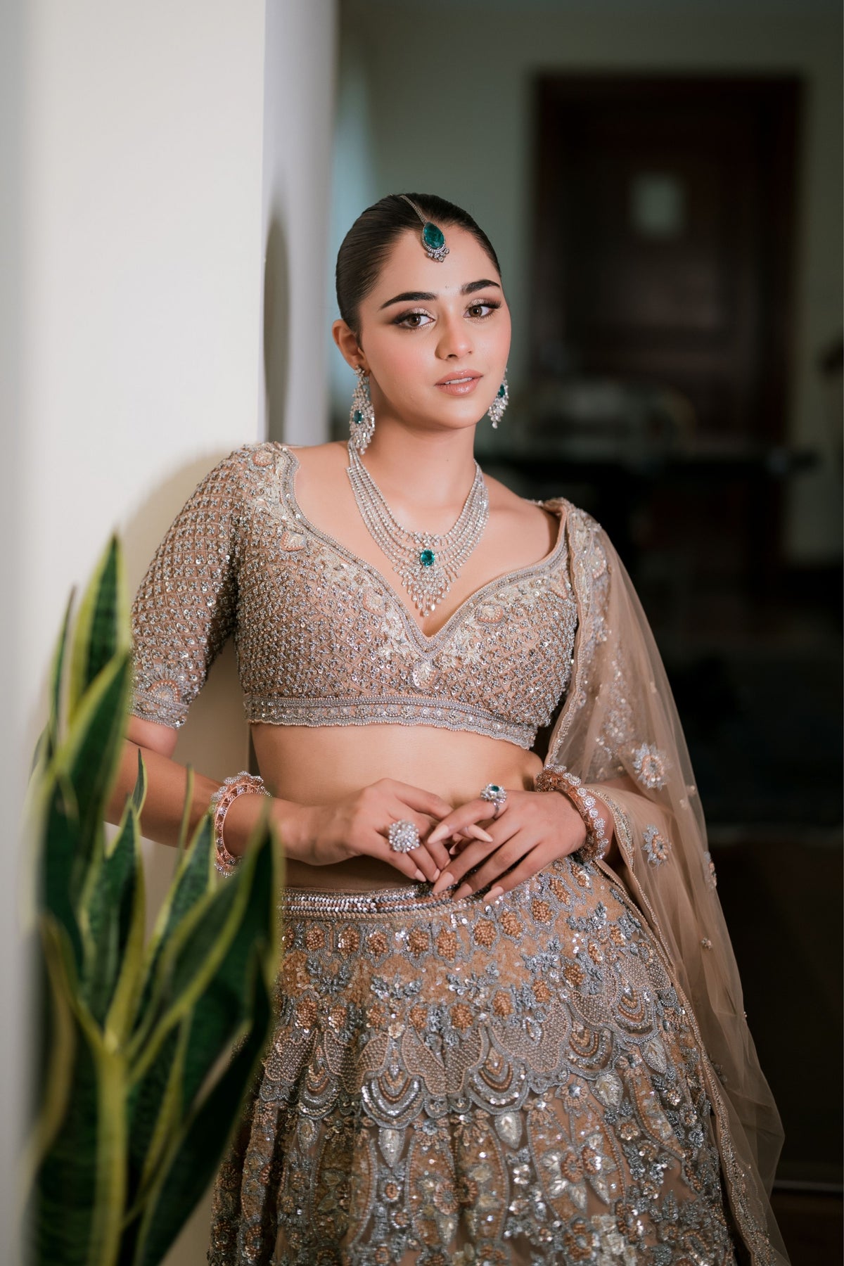 Sage Green Resham Embellished Lehenga