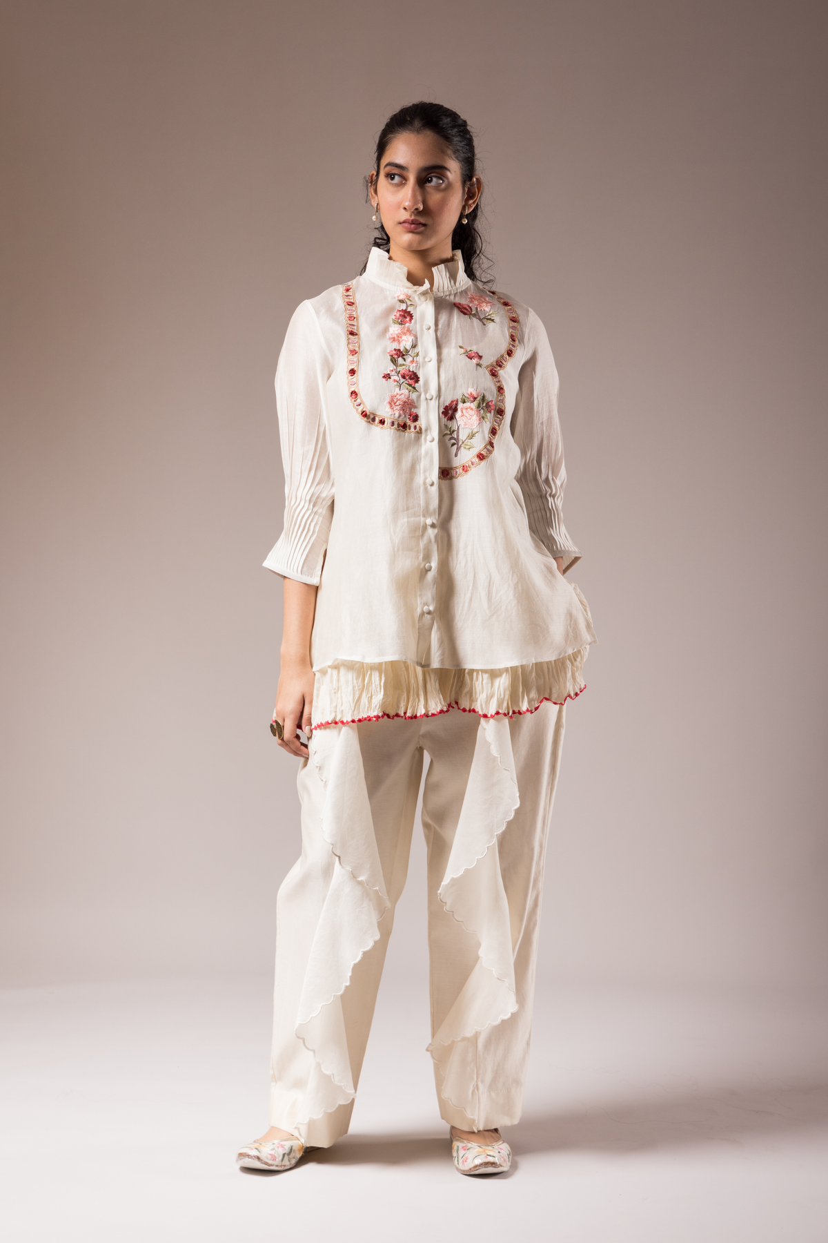 Ivory Collar Shirt With Pants