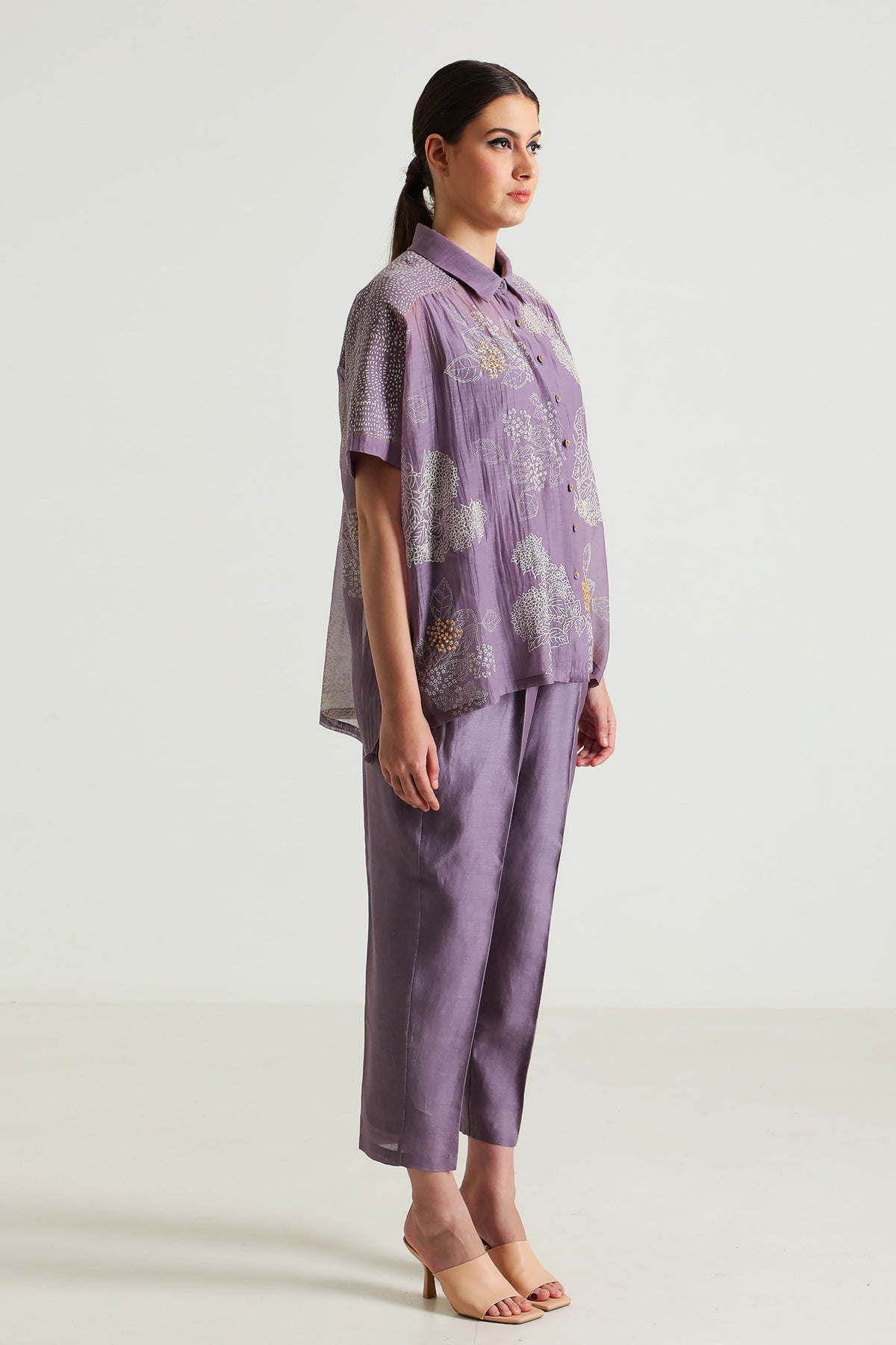 Mauve Embroidery Shirt and Pant Set