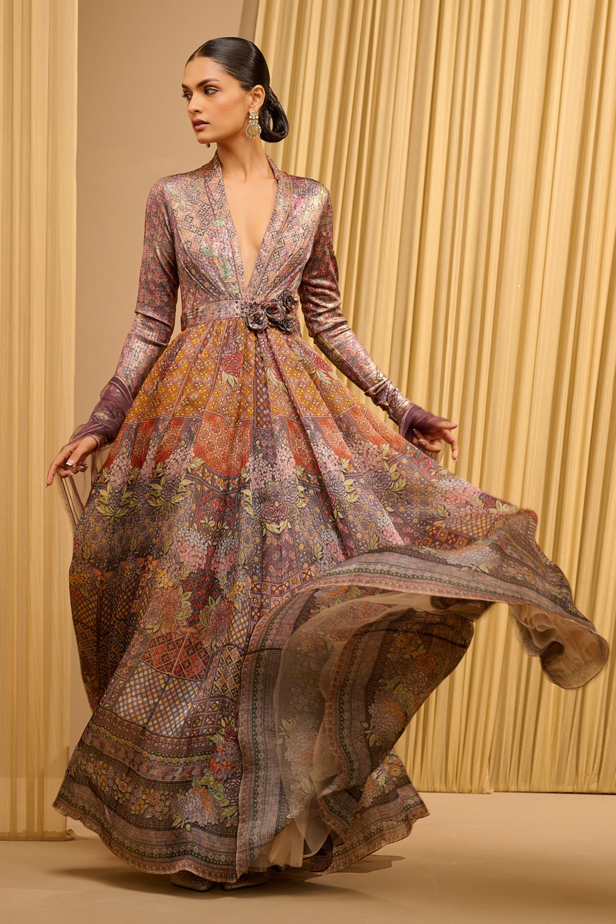 Foil Jersey Printed Anarkali Set