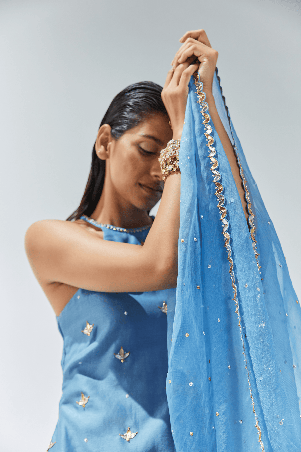 Cerulean Blue Embroidered Kurta Set