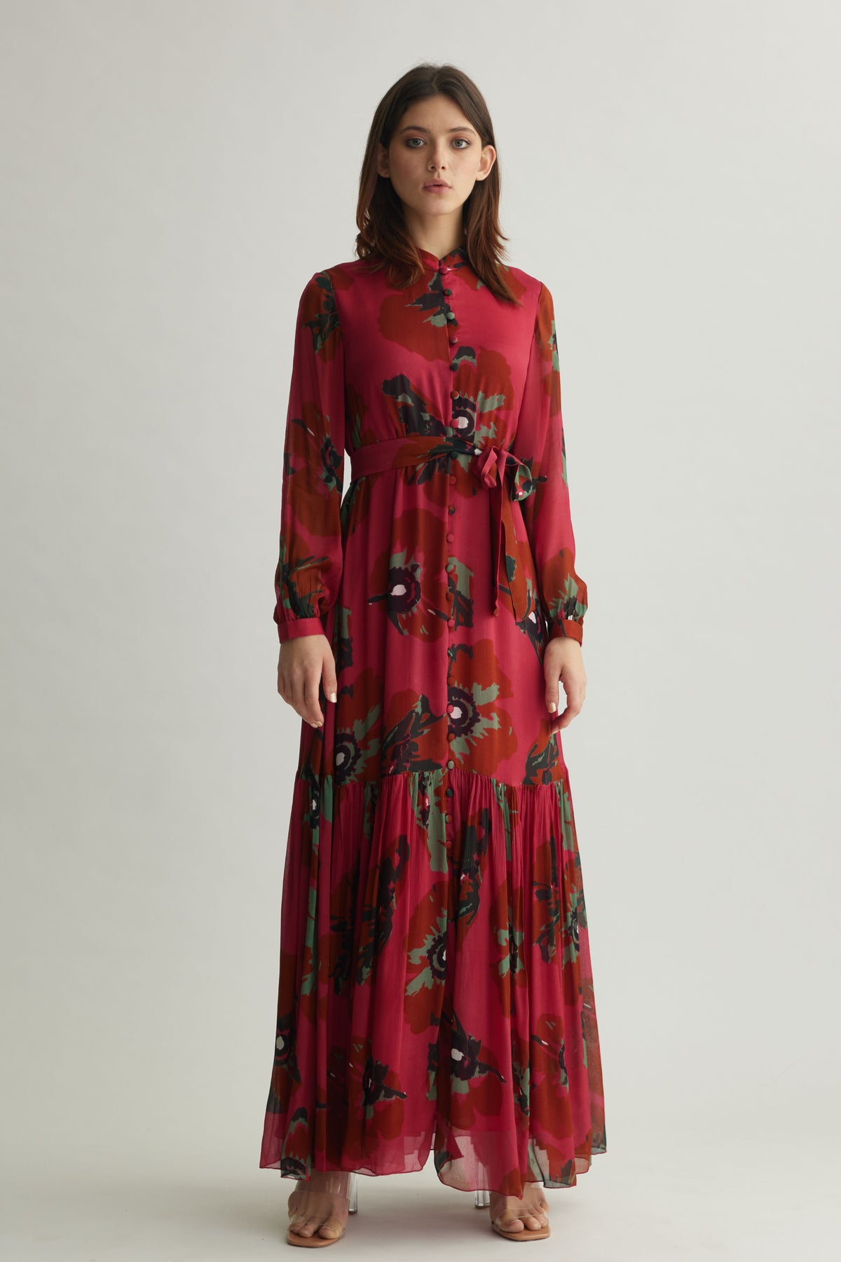 Red Floral Long Dress