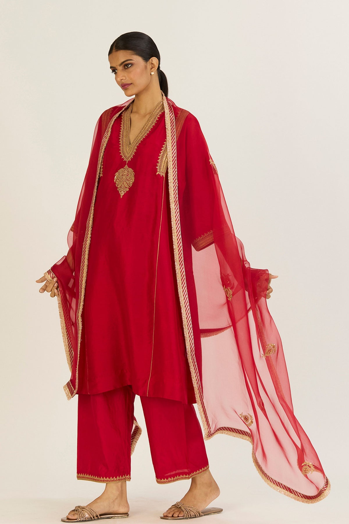 Rekha Red Kurta &amp; Pants