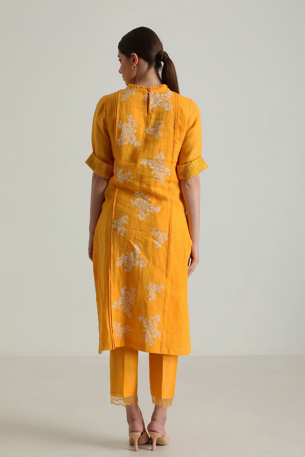 Mustard Chanderi Tunic Set