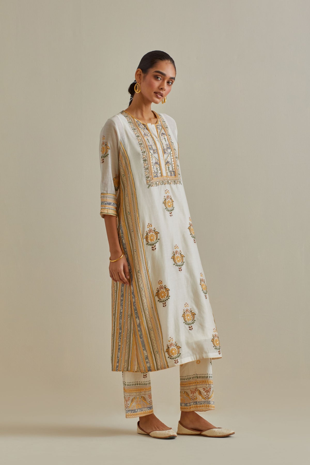 Yellow Sequins Kurta Set