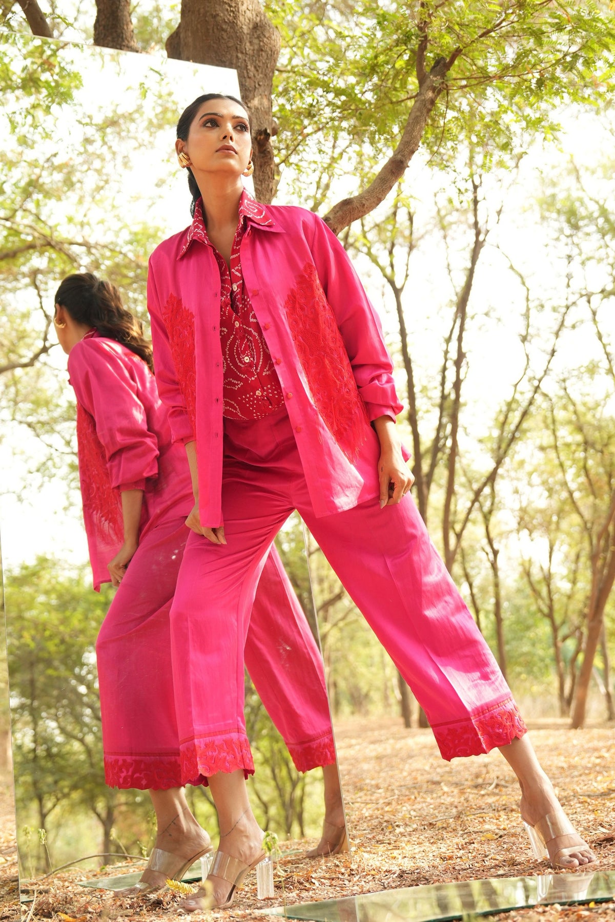 Pink Embroidered Shirt