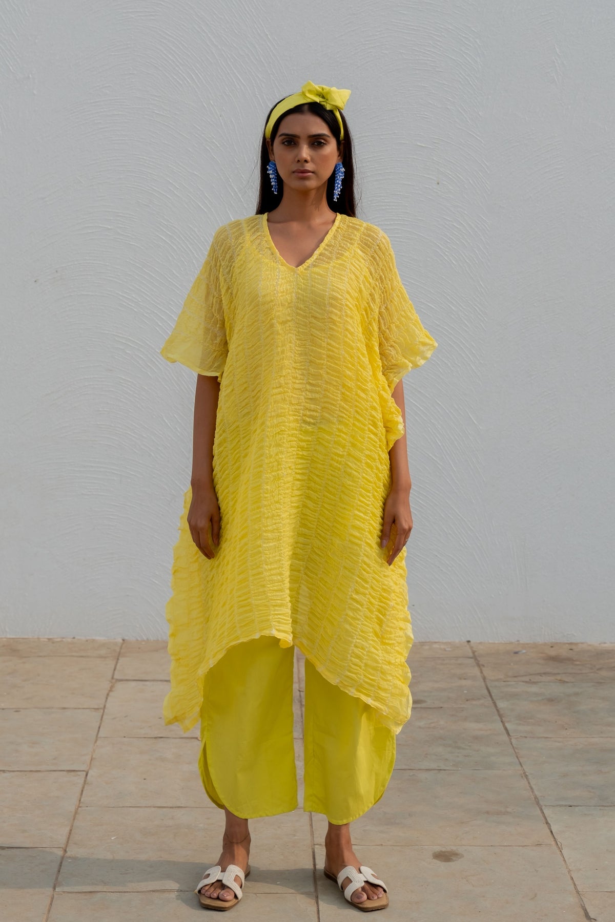 Iced Lemon Kaftan With Silp