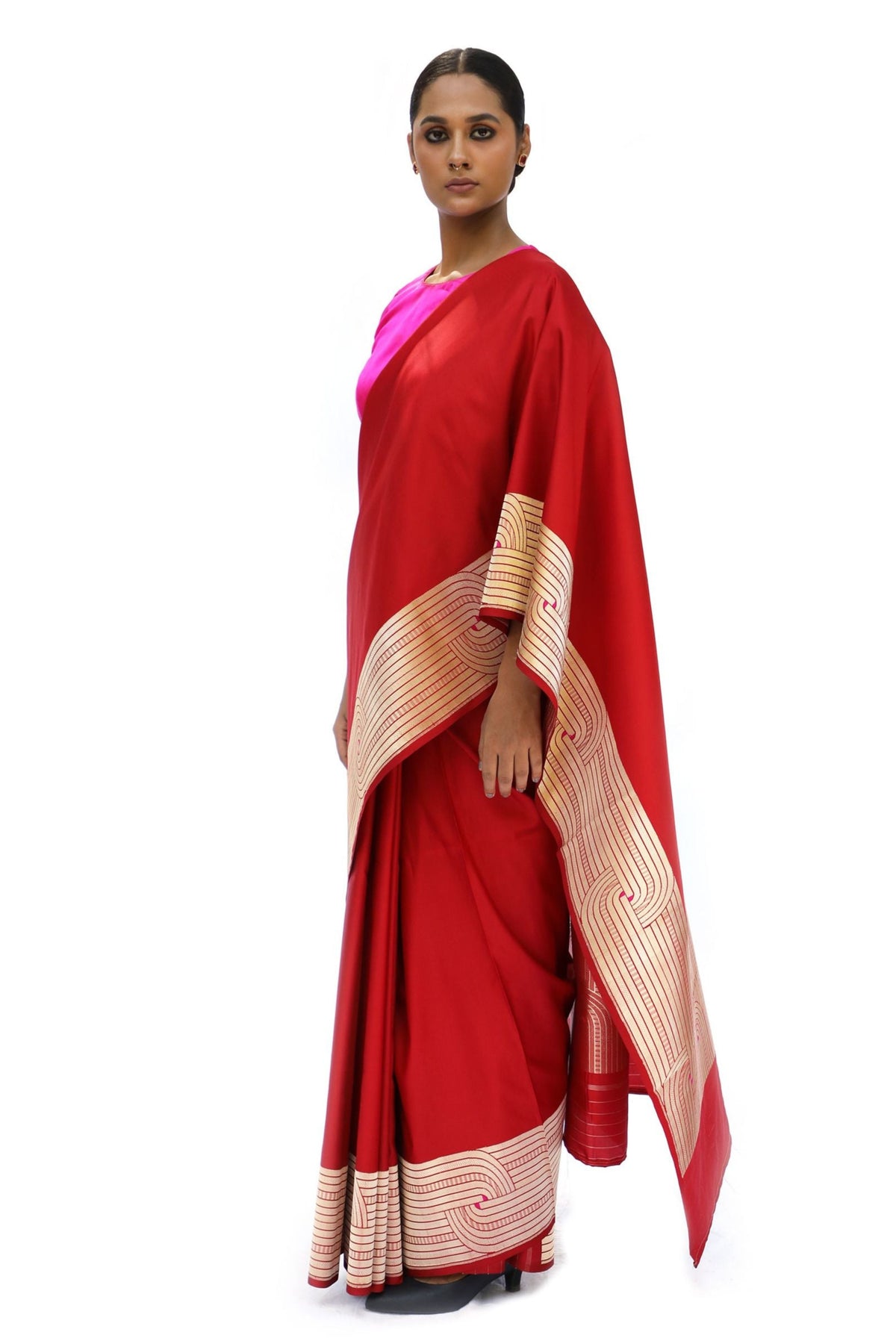 Dark Red Katan Saree