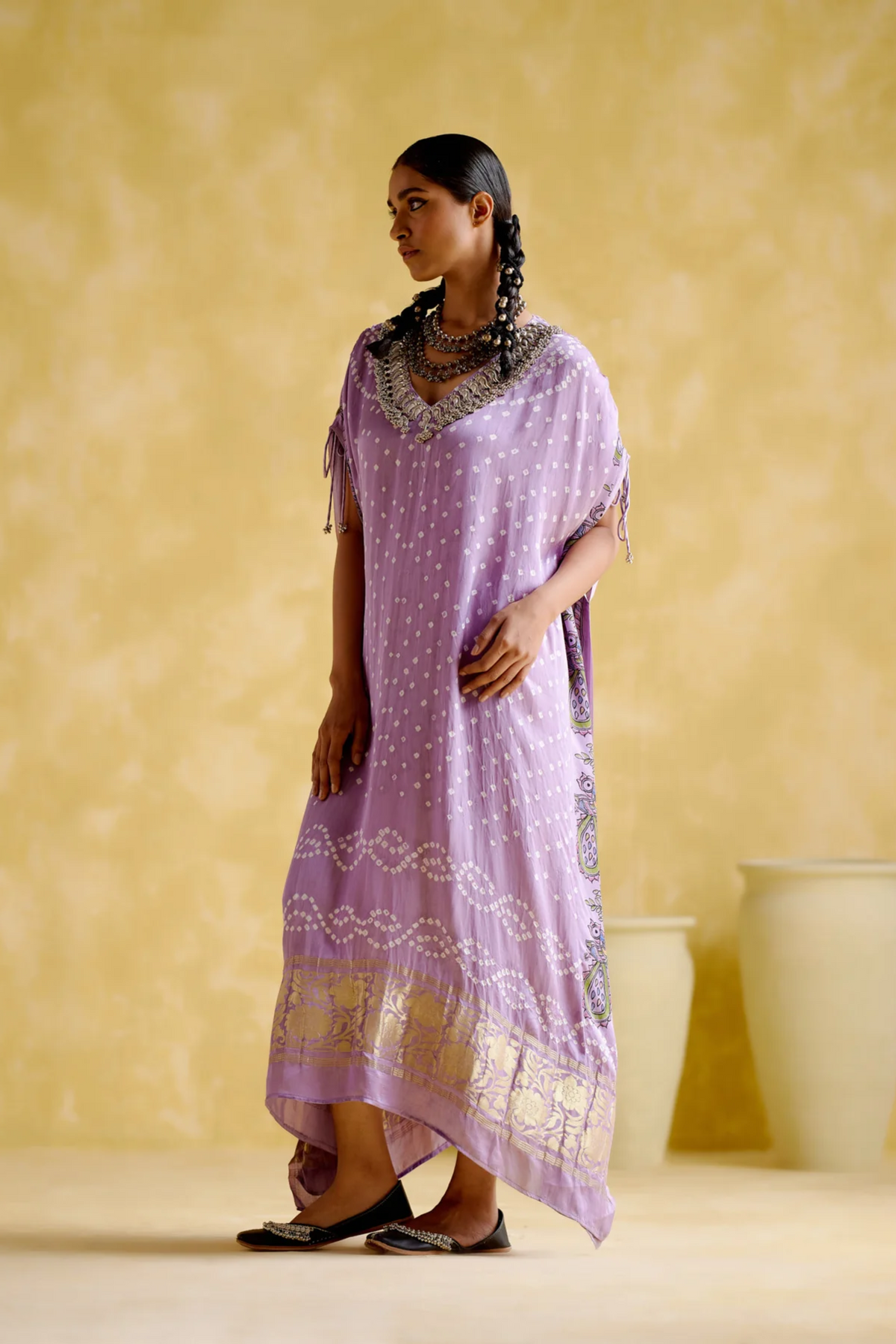 Anuradha Kalamkari Purple Kaftan