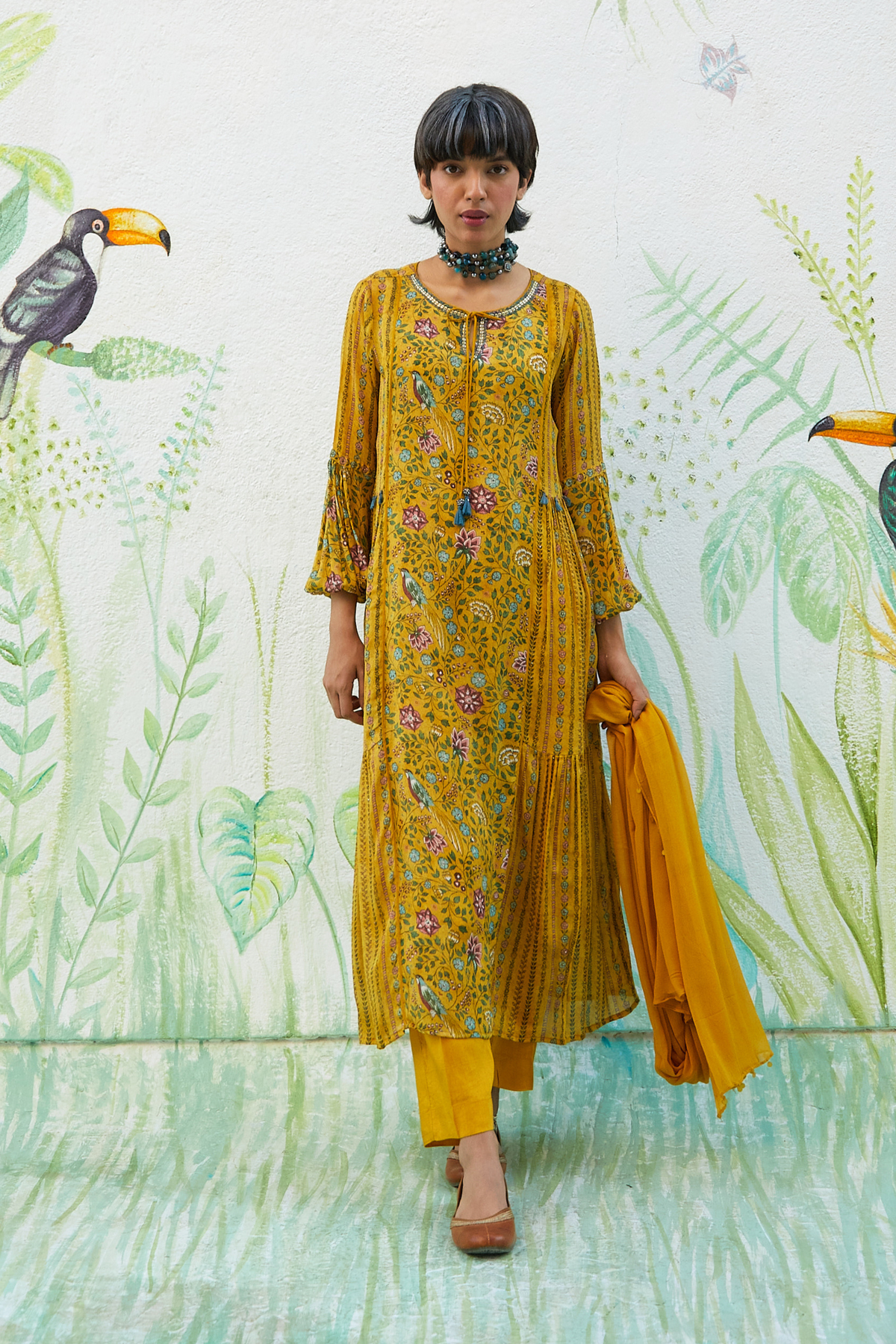 Breezy Yellow Printed Kurta Set