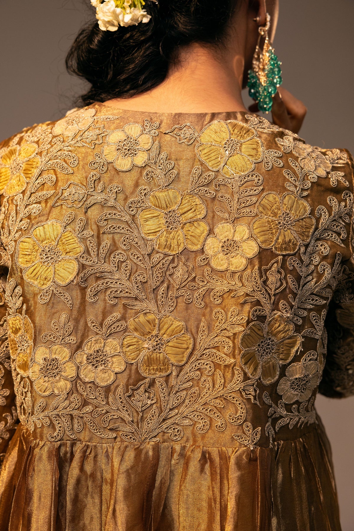 Gold Tissue Kurta With Pant