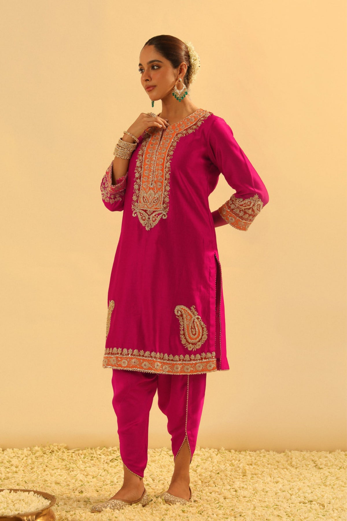 Anjum Short Pink Kurta With Dhoti