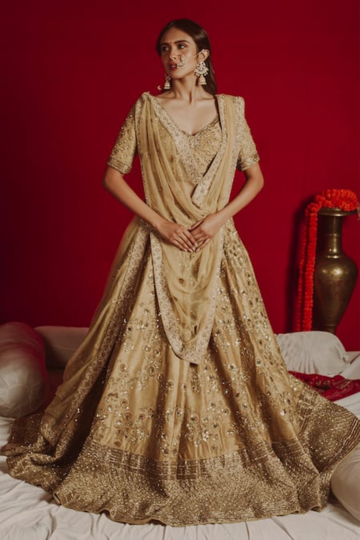 Golden Jaal Lehenga Set