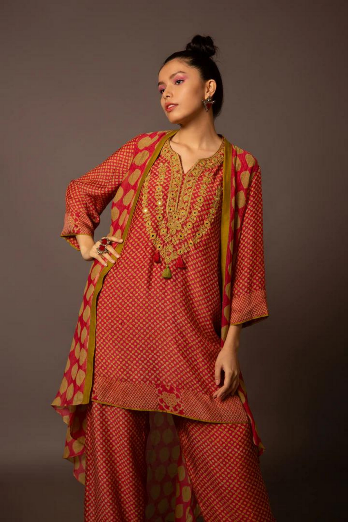 Printed Kurta Cape Set