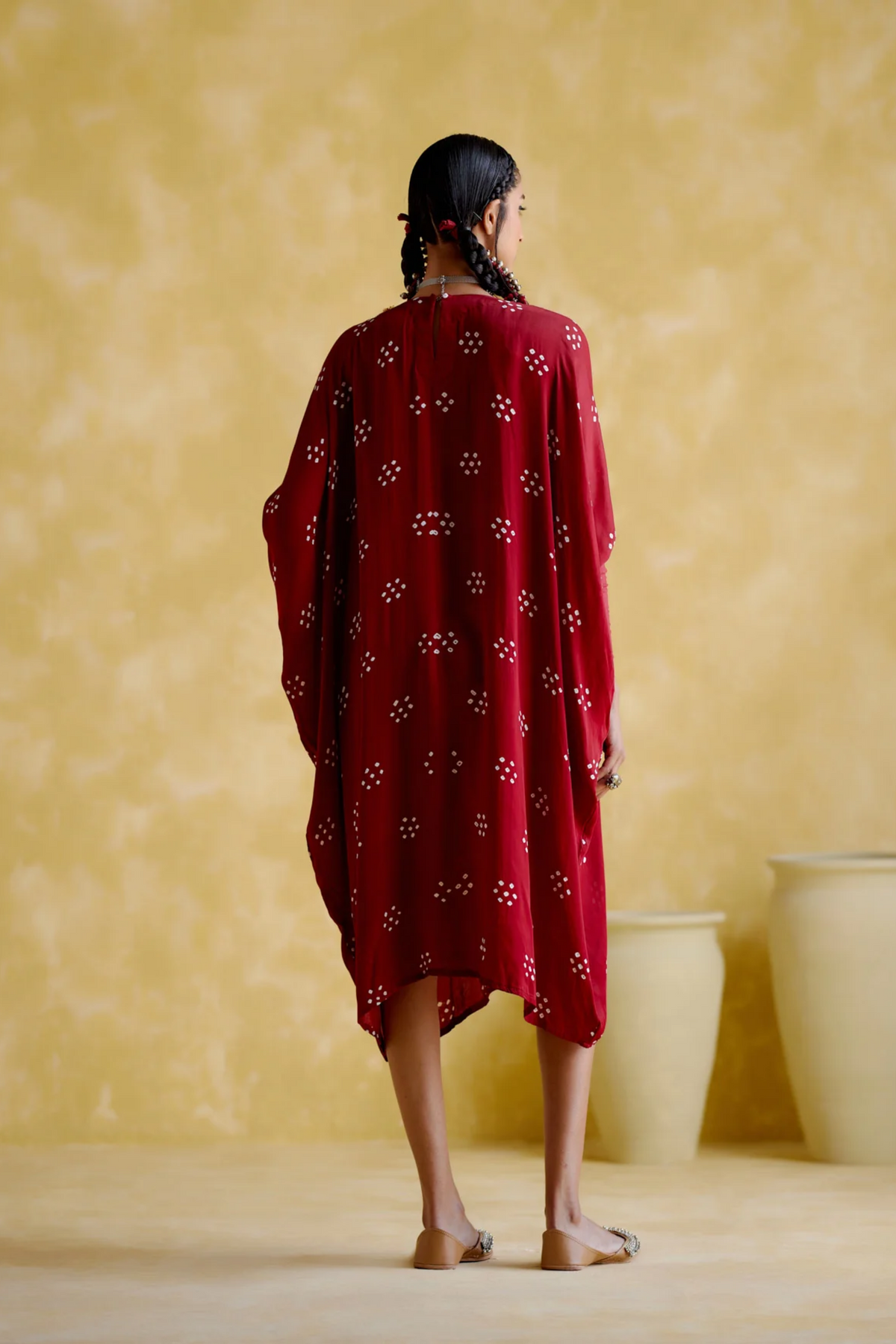 Annapoorna Maroon Bandhini Kaftan