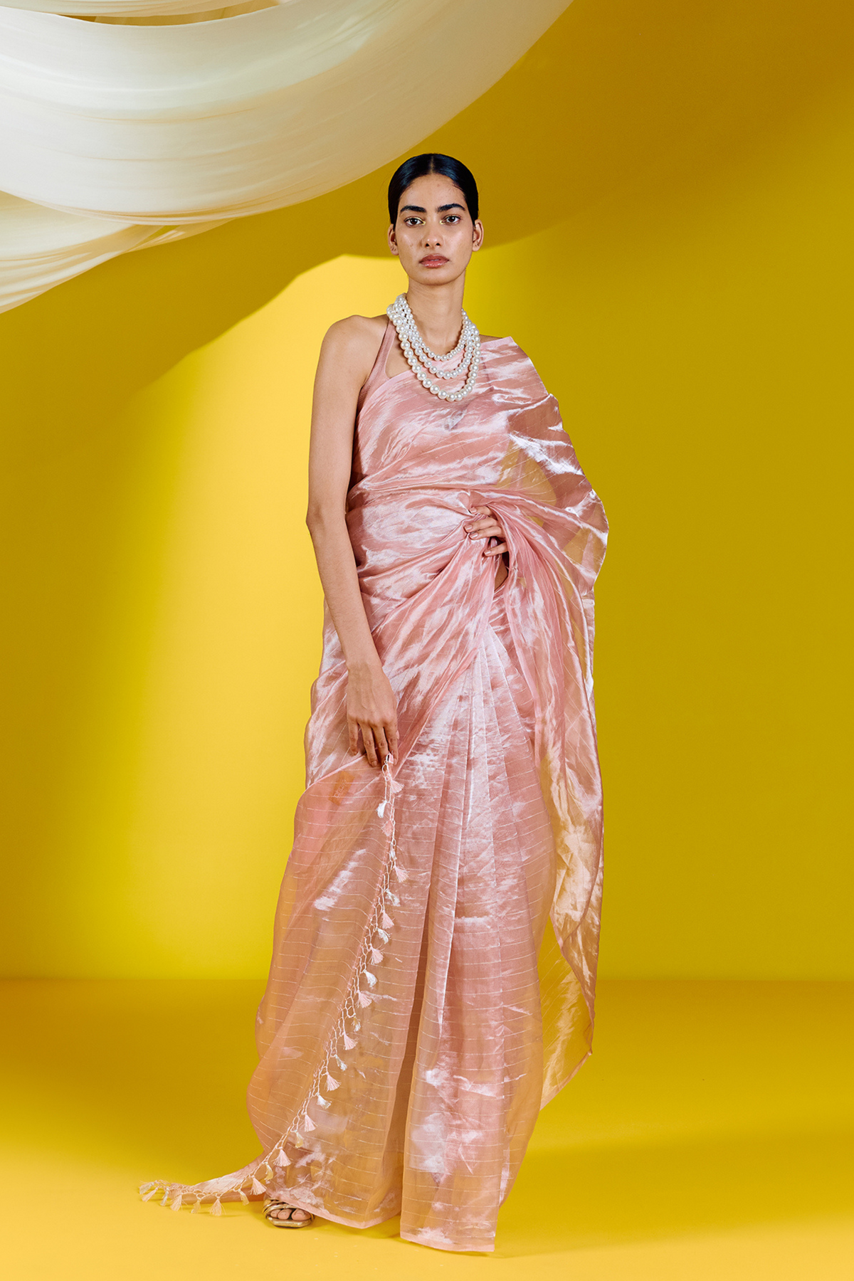 Handwoven Pink Tissue Saree