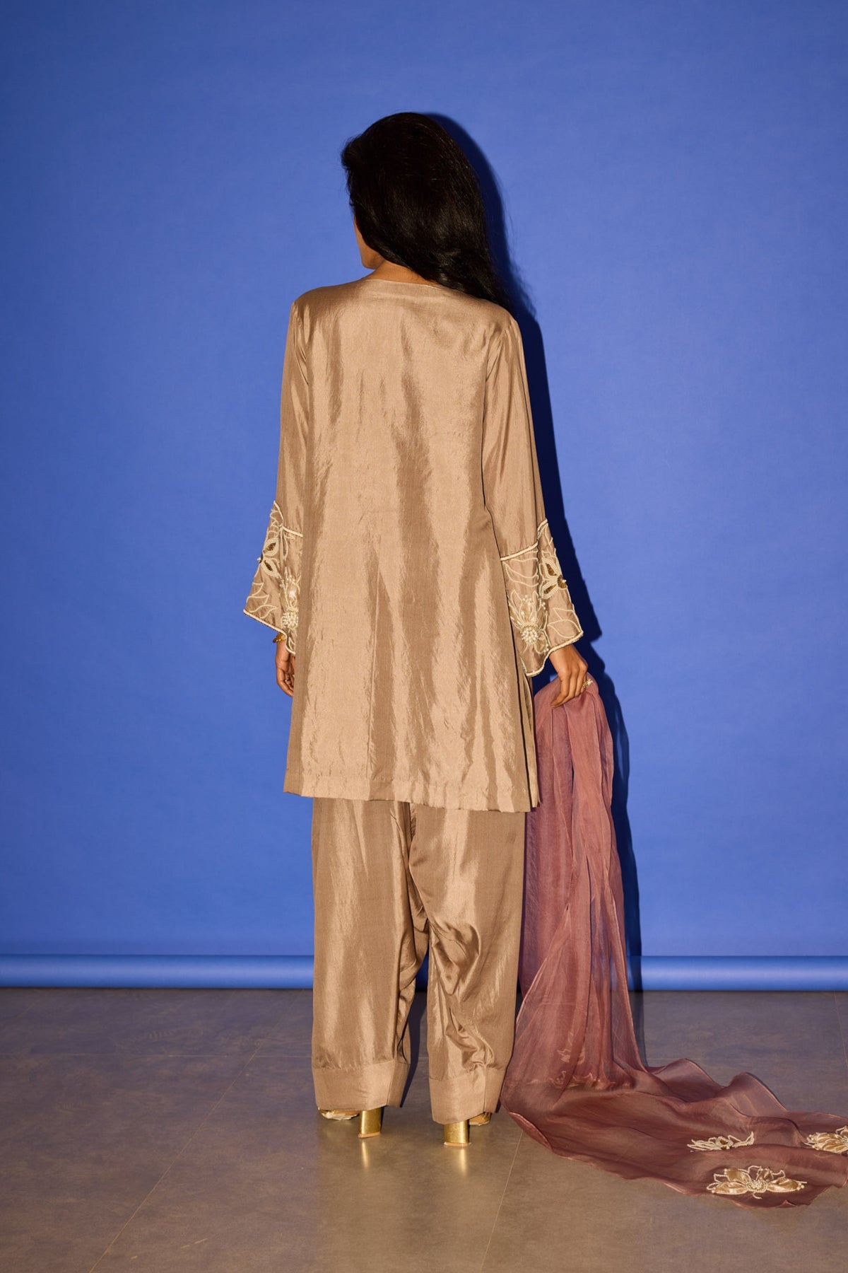 Brown A-line Kurta Set