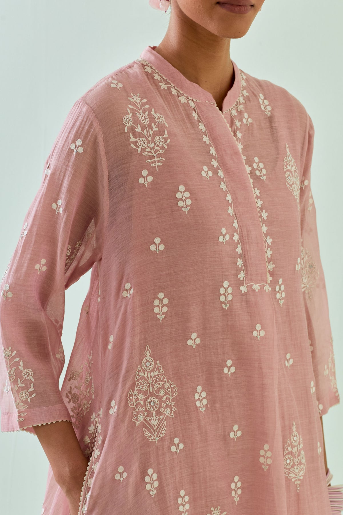 Pink Dori Embroidery Kurta Set