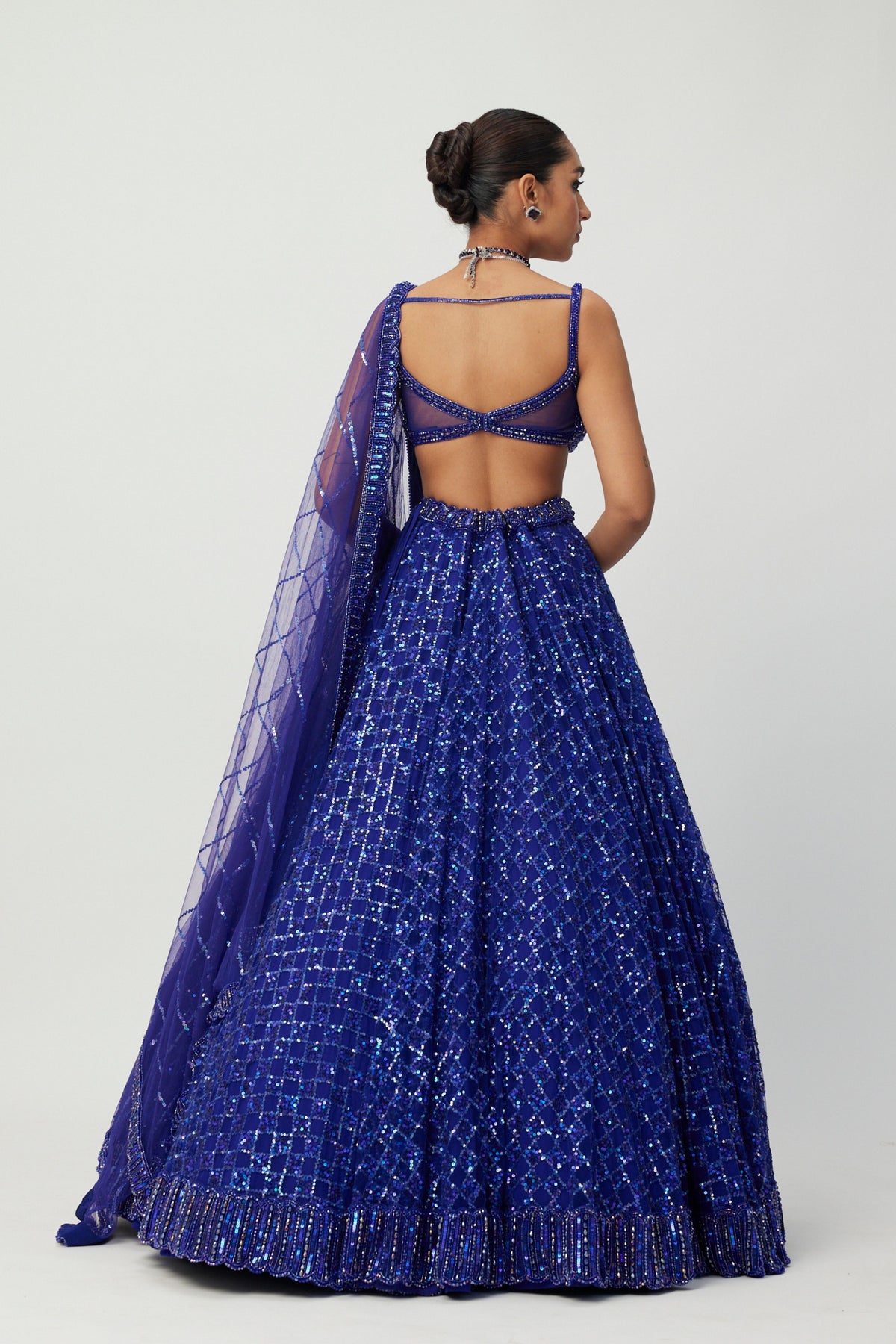 Cocktail Blue Embroidered Lehenga Set