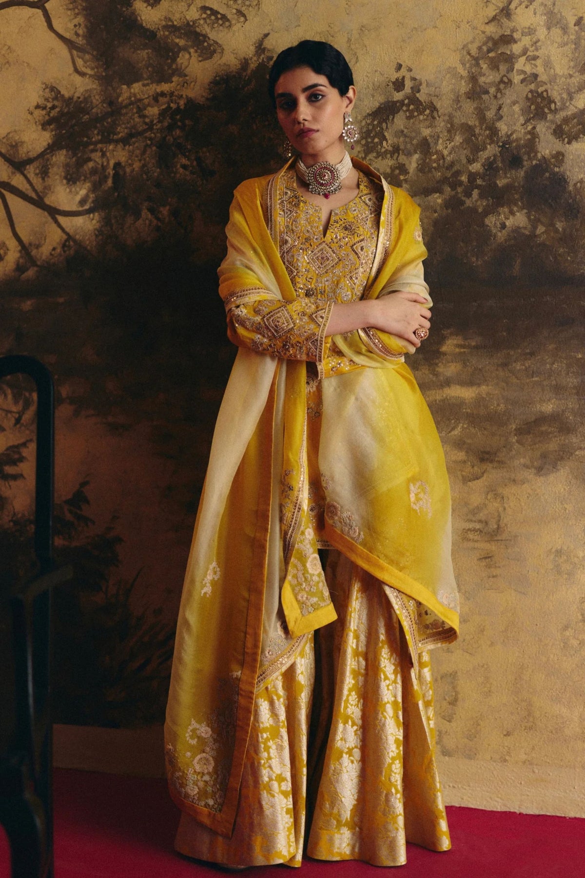 Mustard Sharara Set