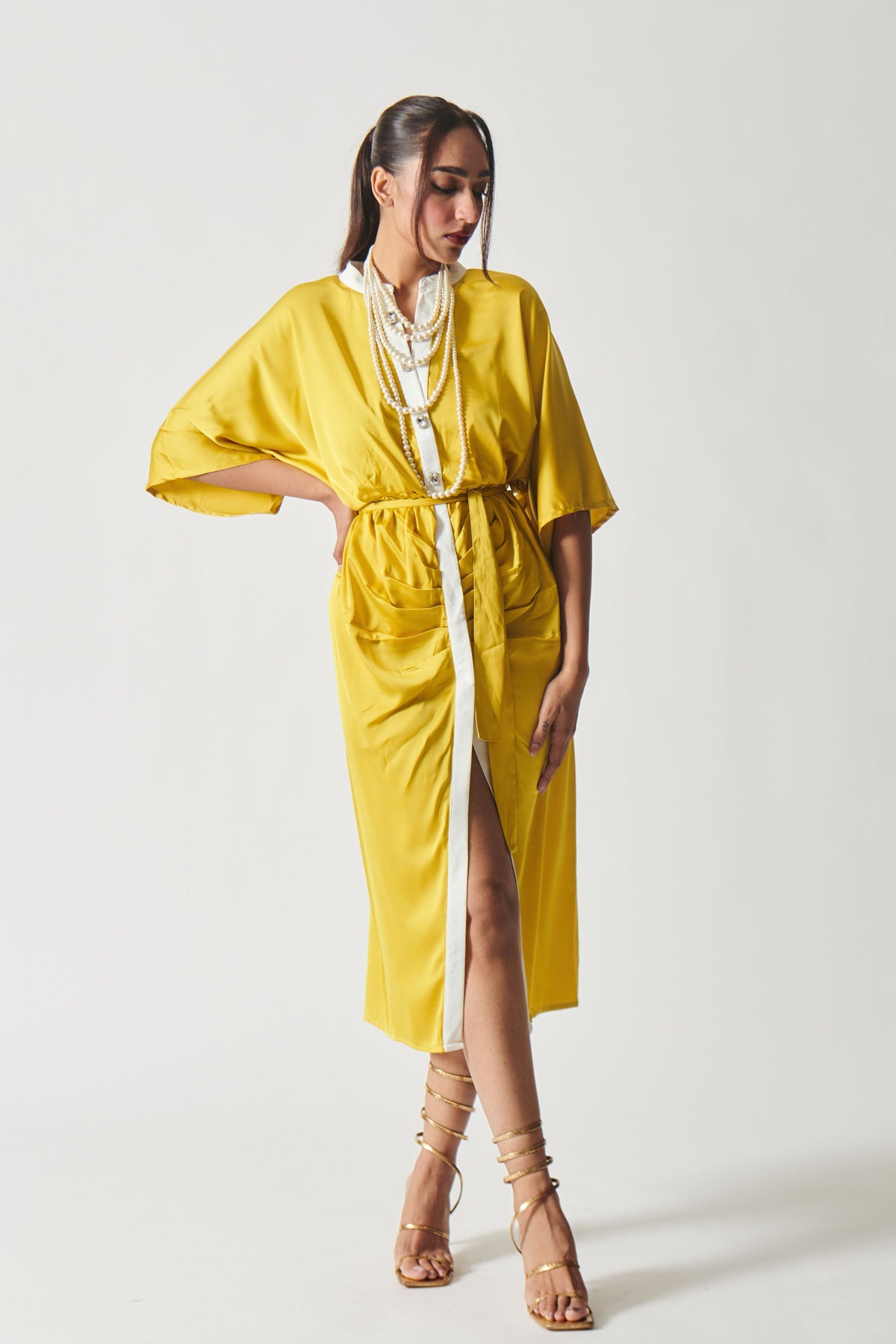 Dazzling Yellow Satin Maxi