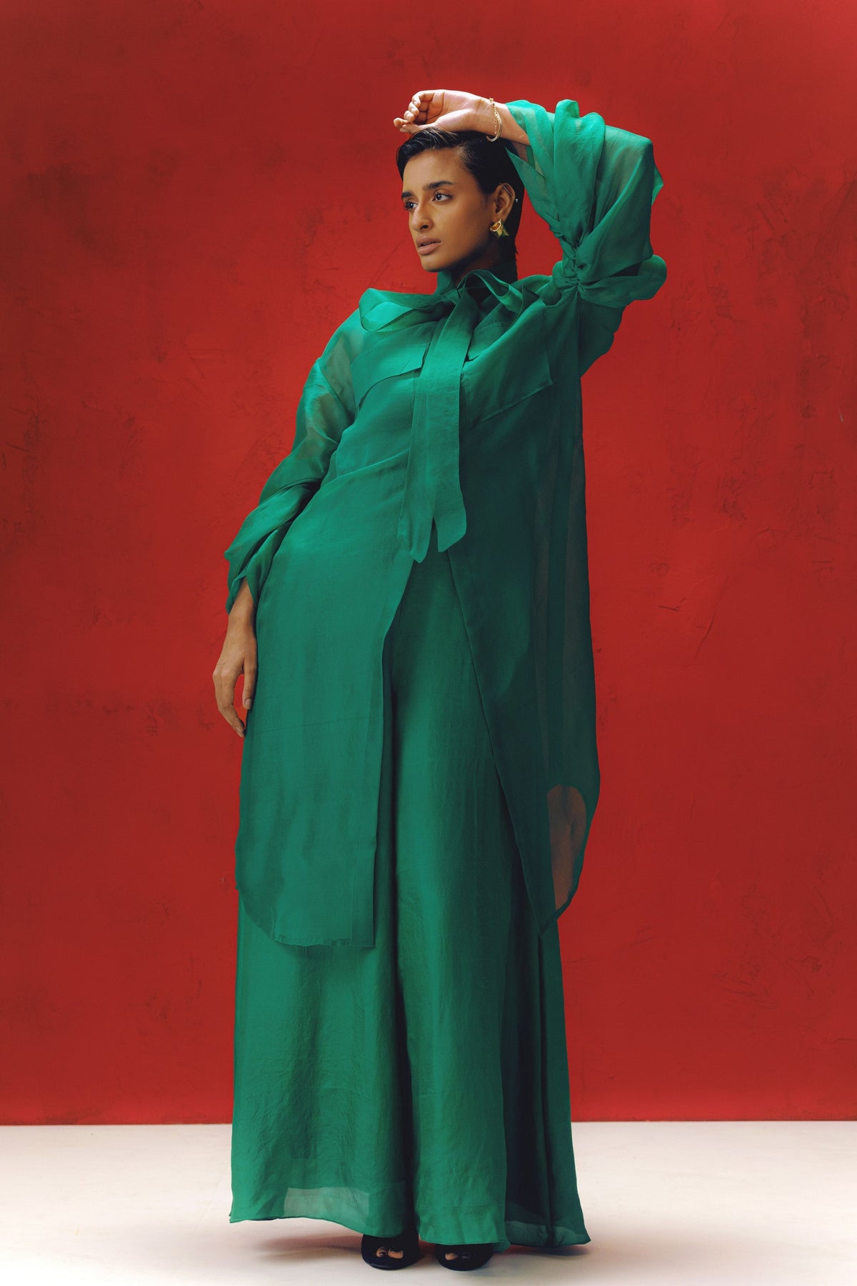 Green Palm Jacket With Jumpsuit