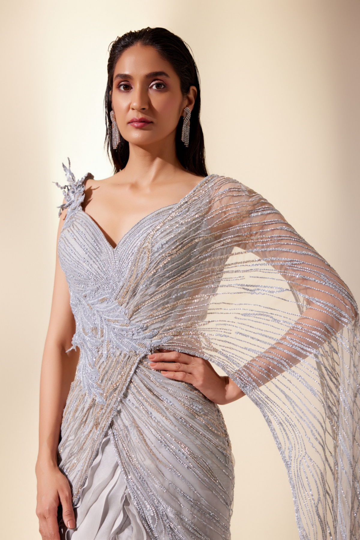 Powder Blue Stream Saree