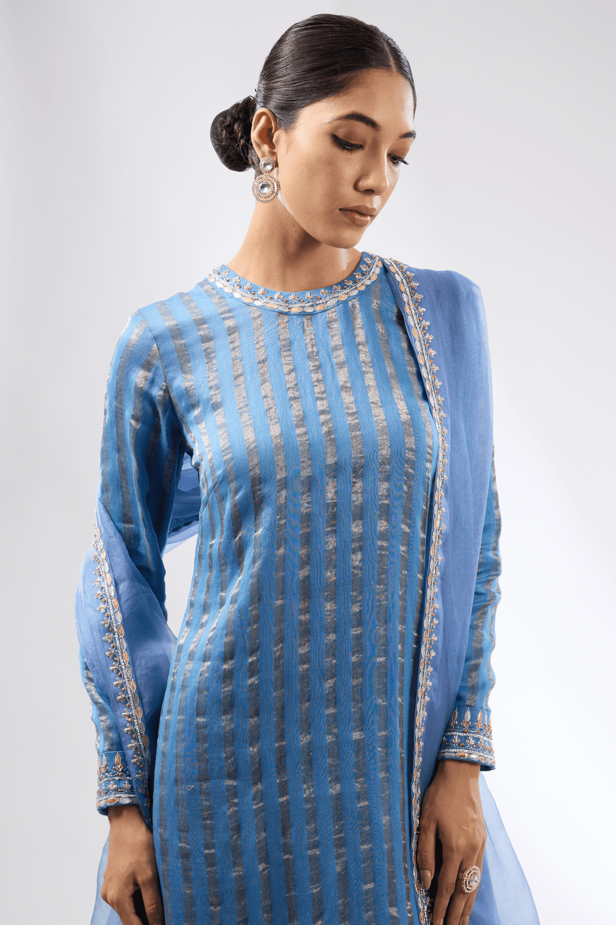 Zari Blue Kurta Set